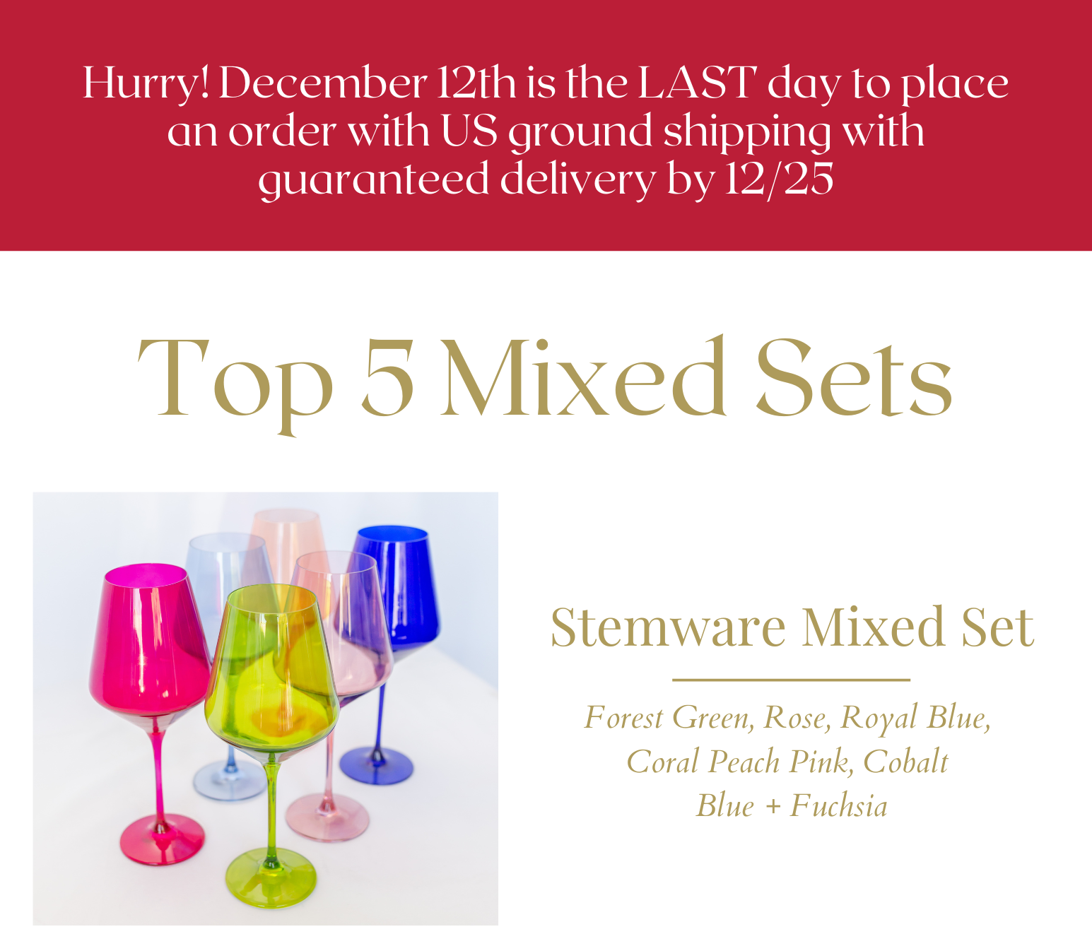 Top Selling Mixed Sets Estelle Colored Glass