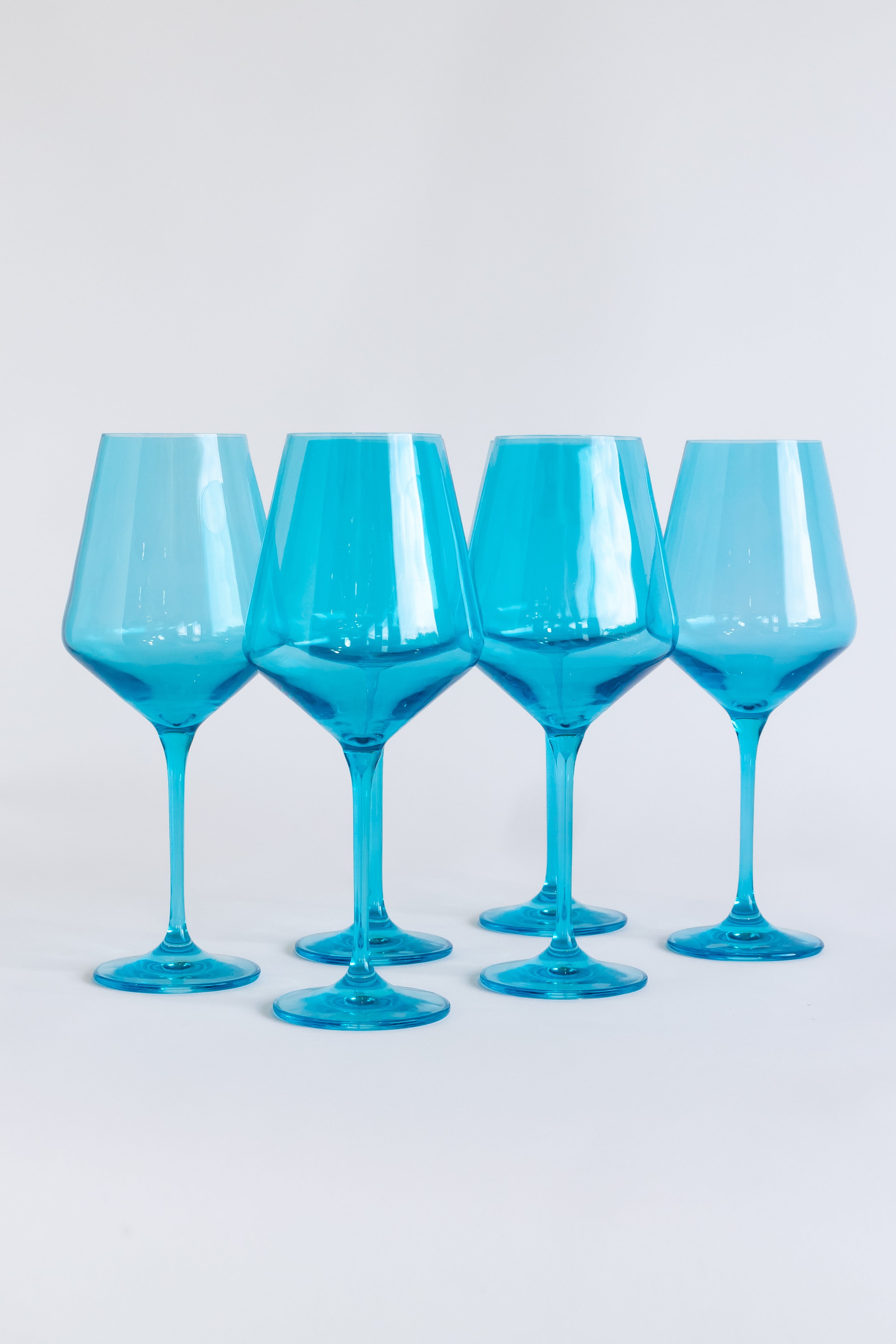 Estelle Colored Glass Estelle Hand-Blown Colored Wine Glasses (Set of 6) - Stemmed Wine Glass, Mixed Set