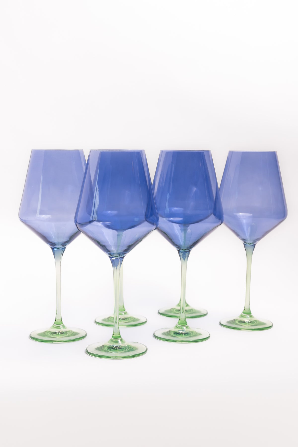 Estelle Colored Wine Stemware - Set of 6 {Colorblock: Cobalt + Mint}