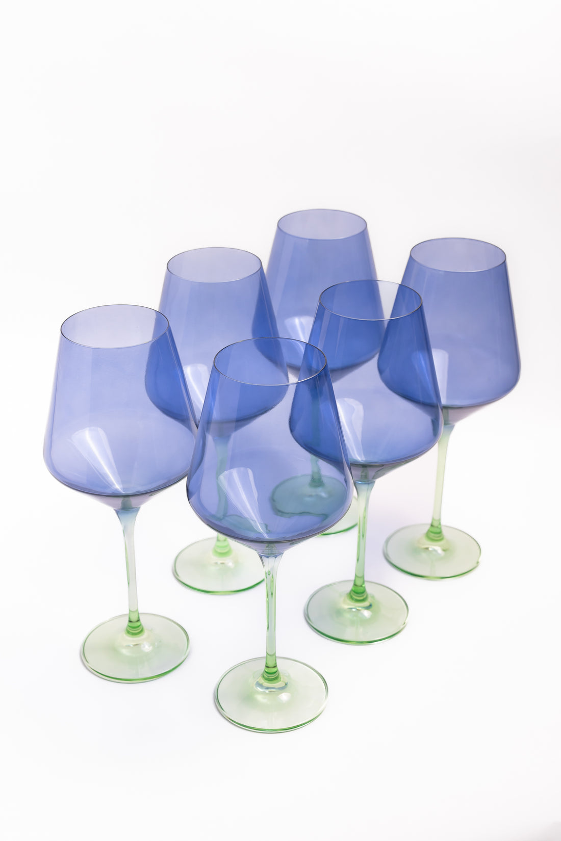 Estelle Colored Wine Stemware - Set of 6 {Colorblock: Cobalt + Mint}