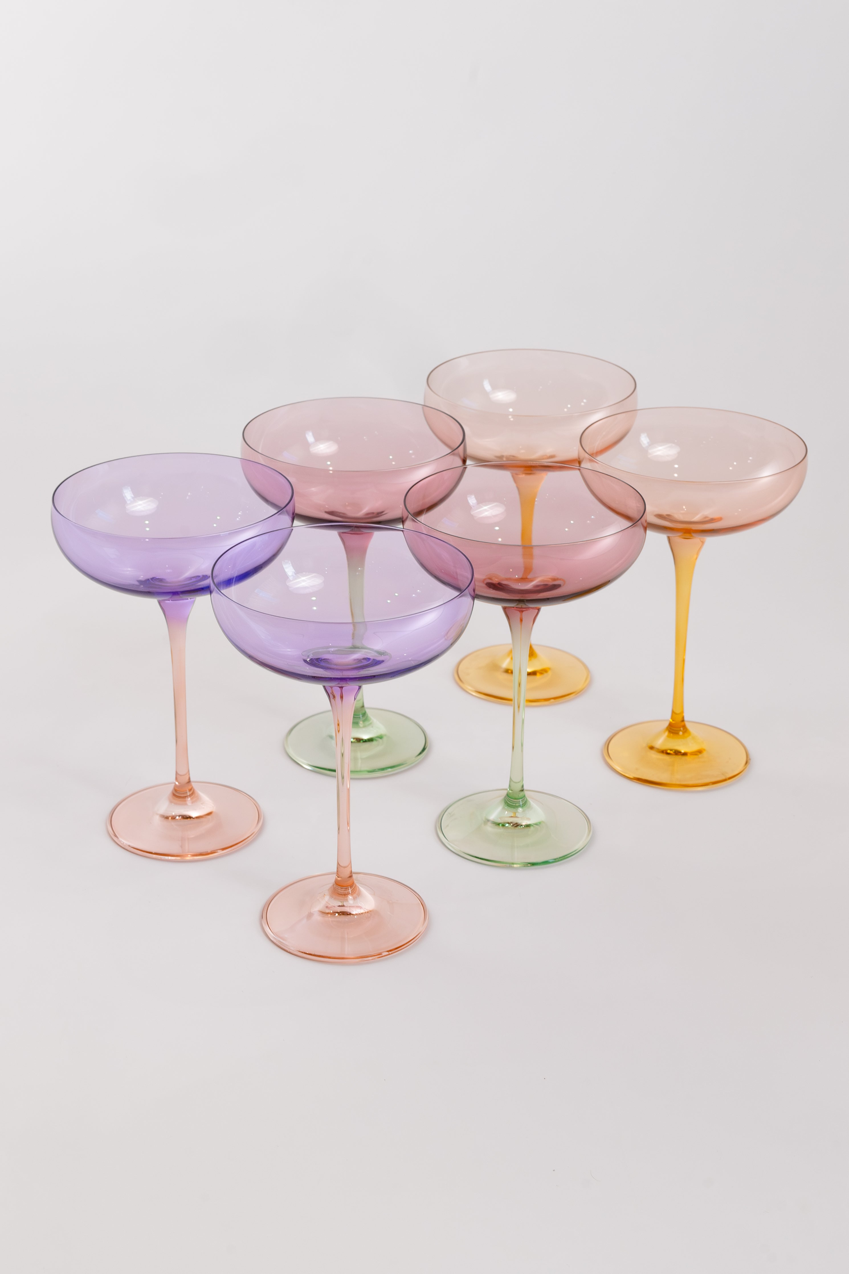Estelle Colored Champagne Coupe - Set of 6 {Colorblock Pastel Mixed Set}