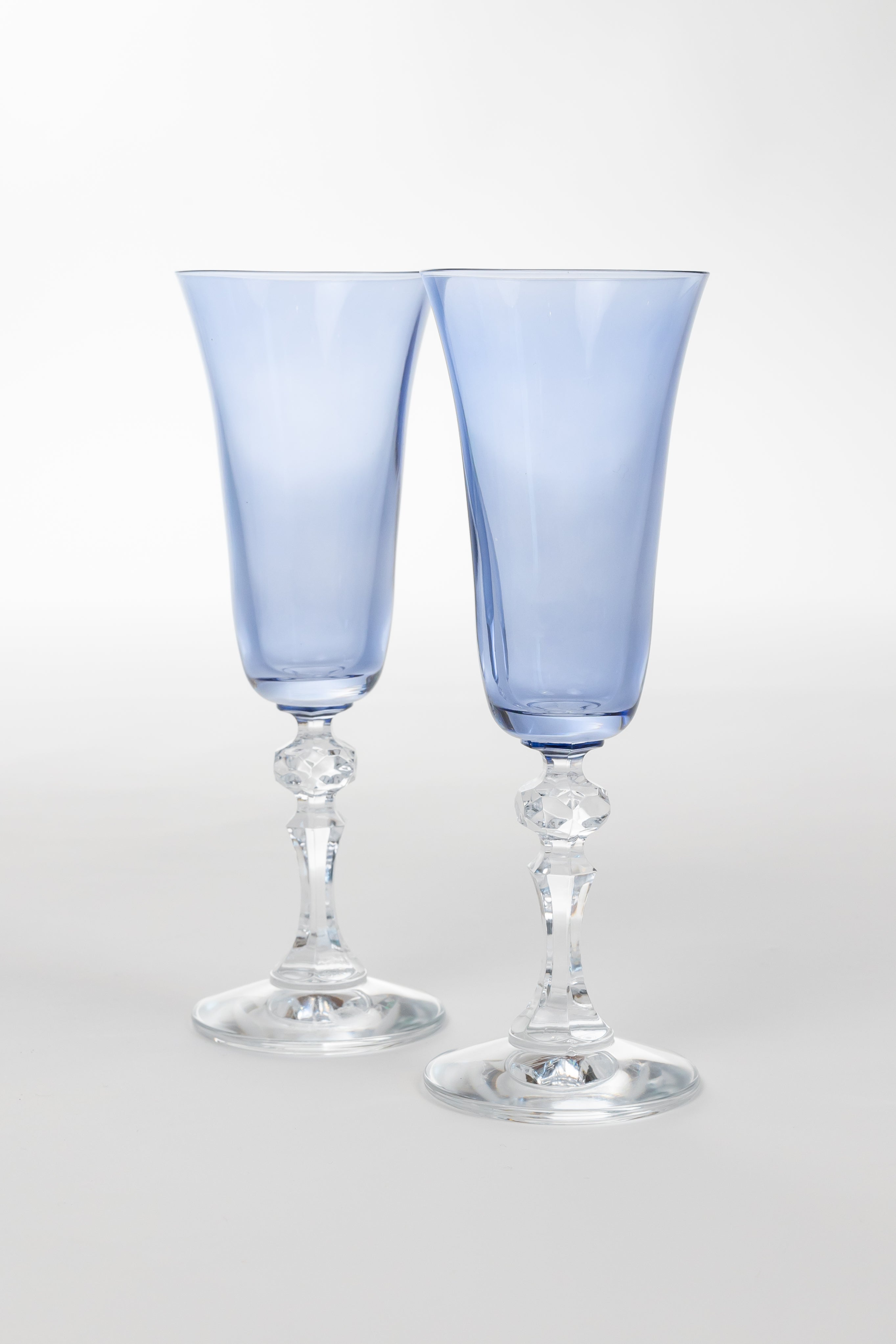 Vintage Mexican Hand Blown Blue-rimmed Martini Glasses, Set of 2, Barware 