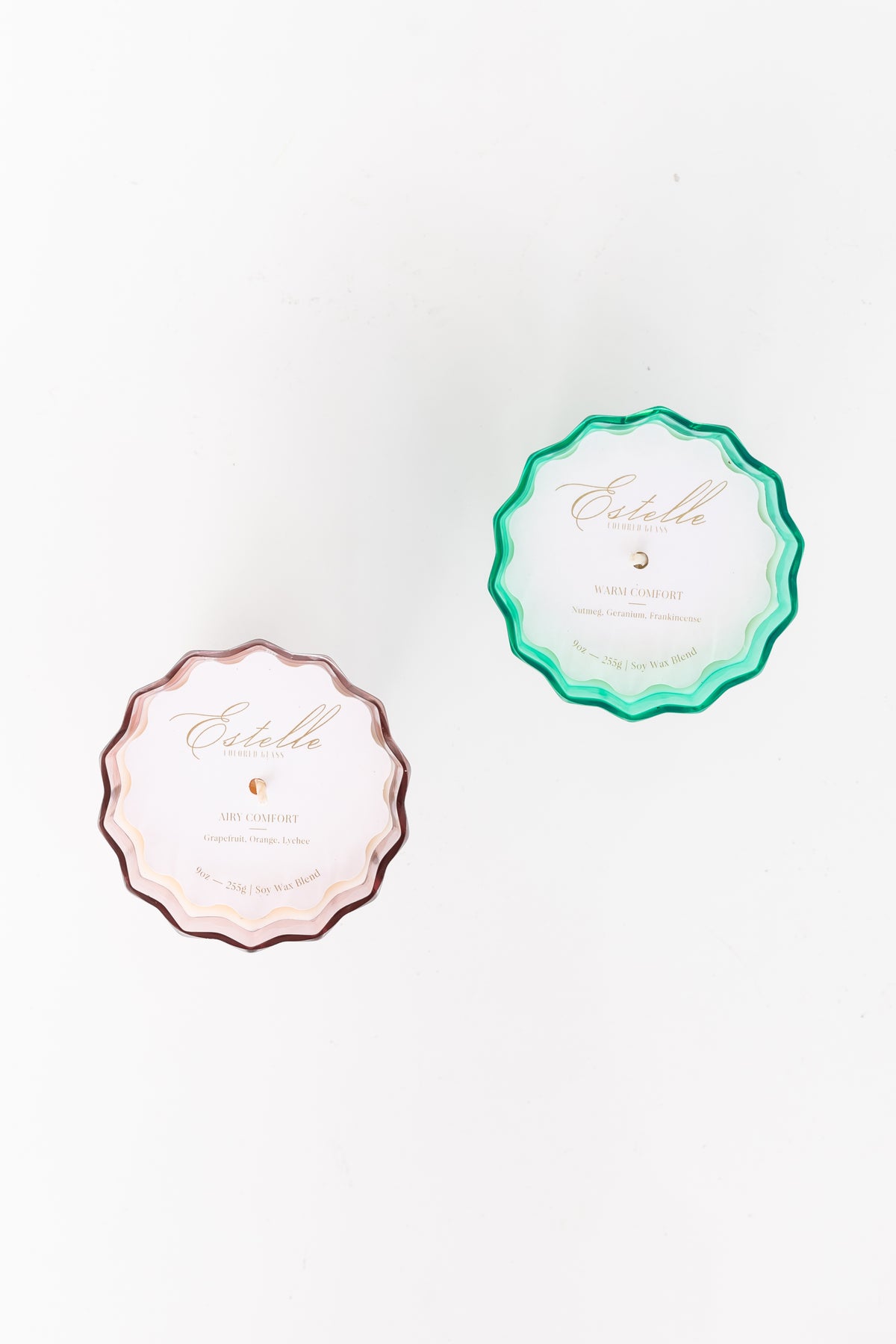 Estelle Colored Sunday Low Ball Candles - Set of 2 {Rose + Kelly Green}