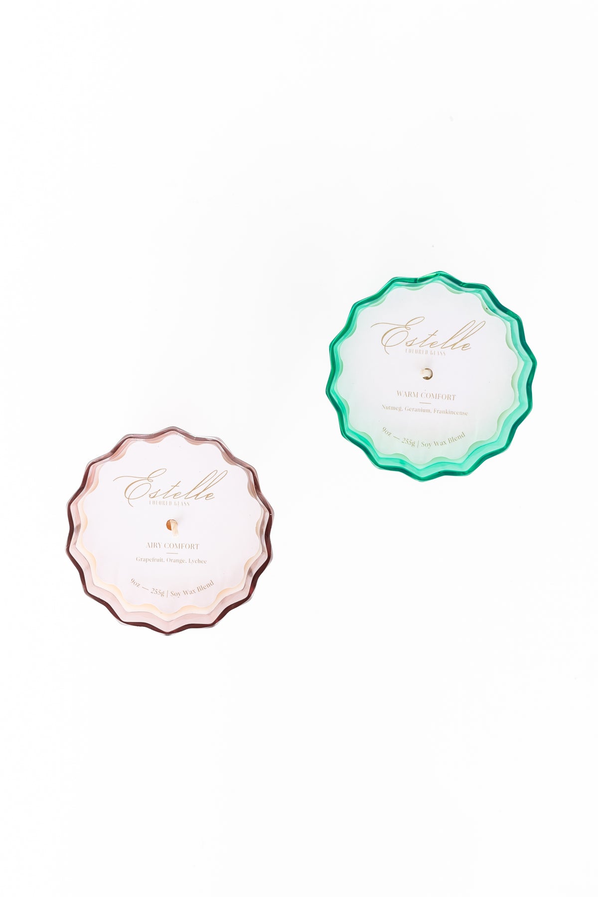 Estelle Colored Sunday Low Ball Candles - Set of 2 {Rose + Kelly Green}