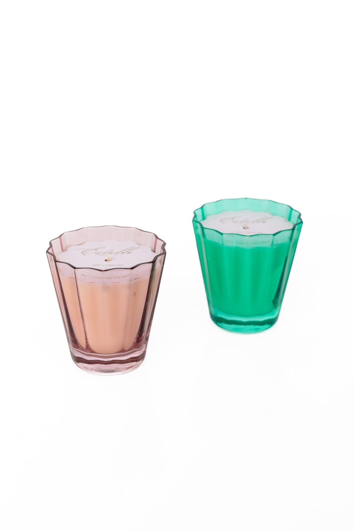 Estelle Colored Sunday Low Ball Candles - Set of 2 {Rose + Kelly Green}