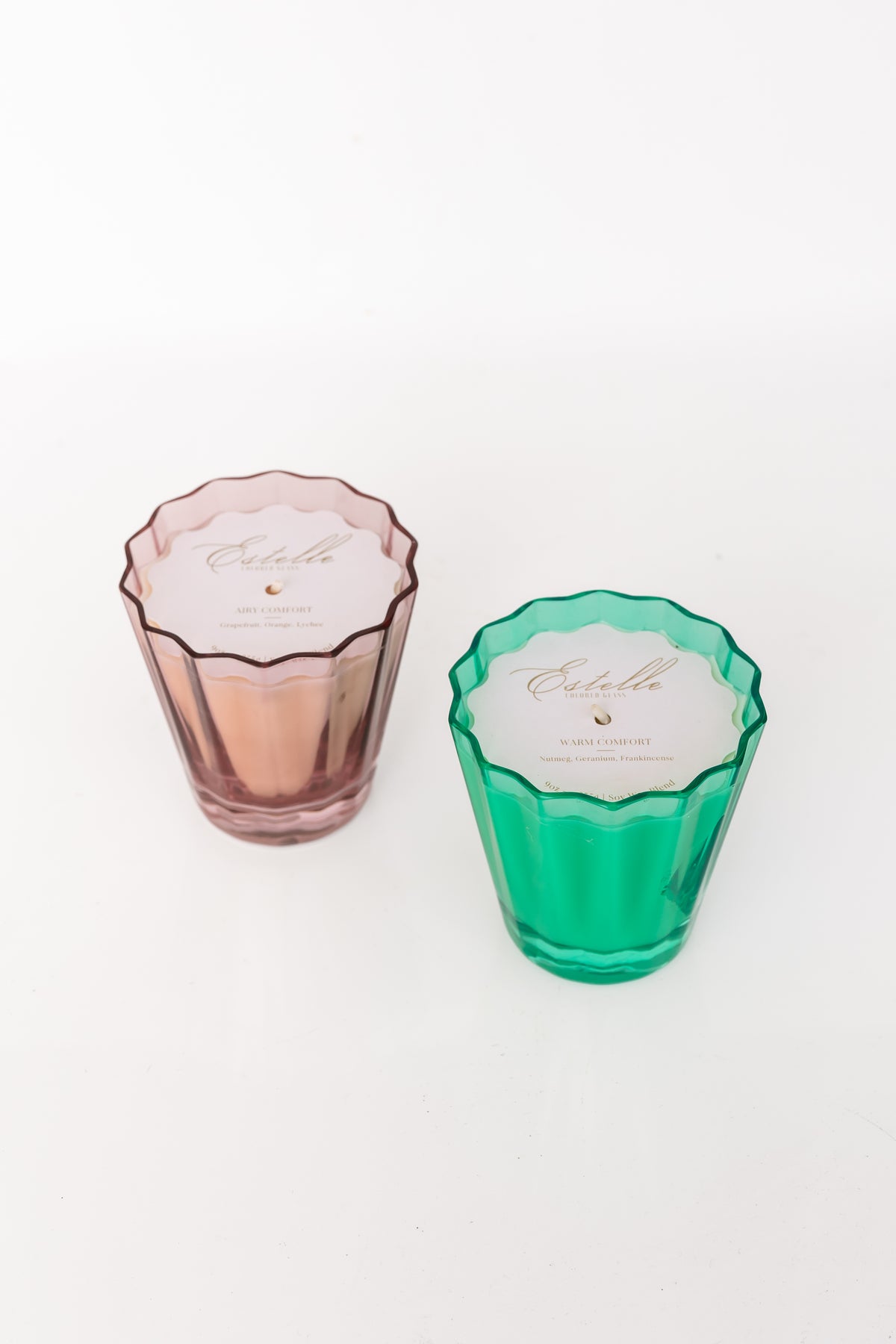 Estelle Colored Sunday Low Ball Candles - Set of 2 {Rose + Kelly Green}
