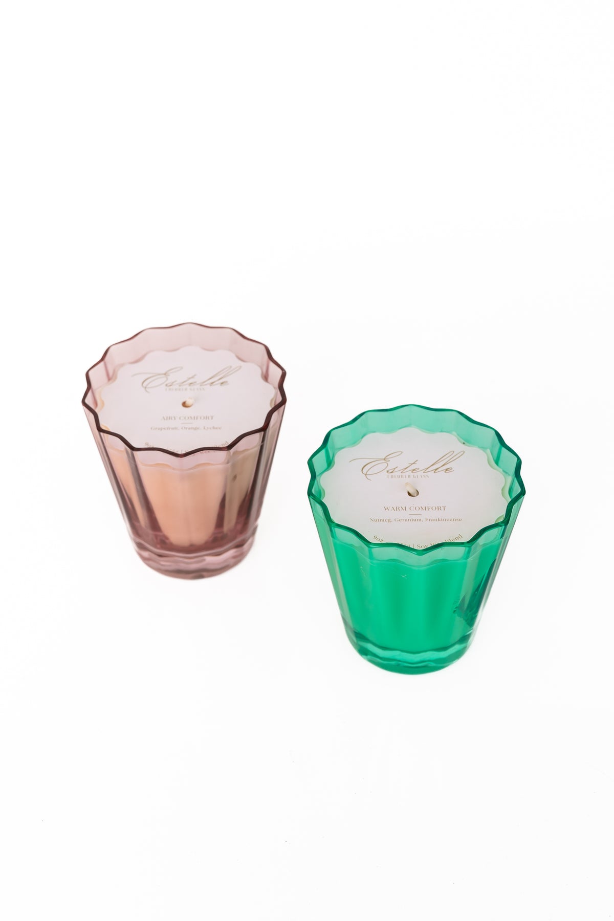 Estelle Colored Sunday Low Ball Candles - Set of 2 {Rose + Kelly Green}