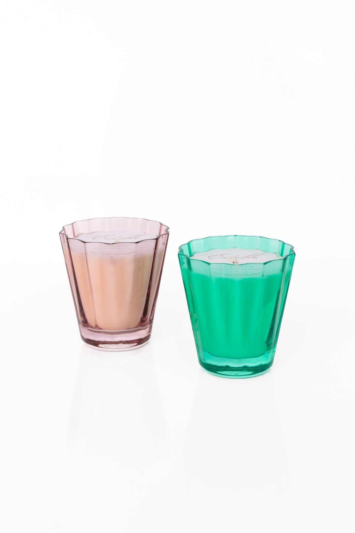 Estelle Colored Sunday Low Ball Candles - Set of 2 {Rose + Kelly Green}