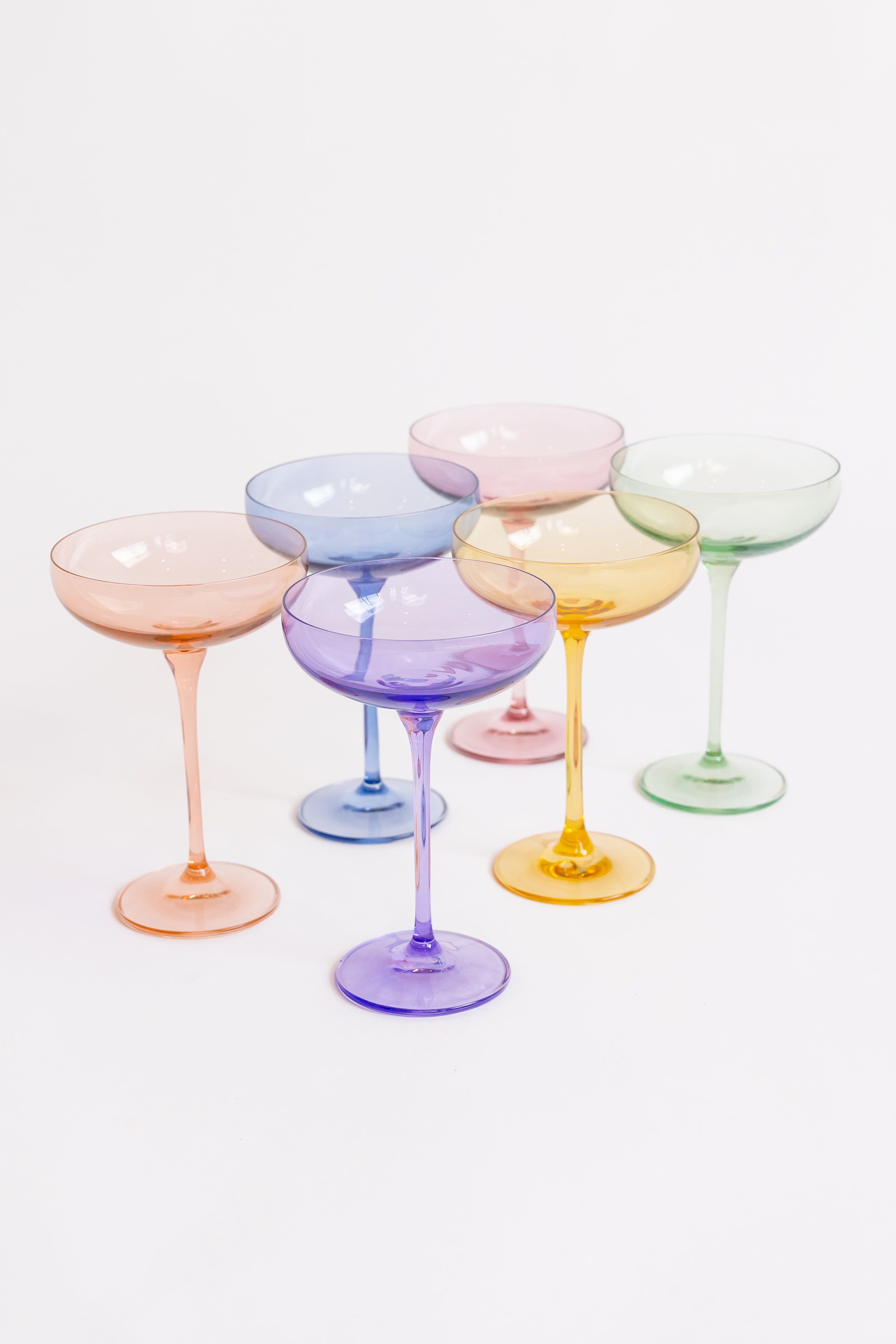 Estelle Colored Champagne Coupe Stemware - Set of 6 {Pastel Mixed Set} – Estelle Colored Glass
