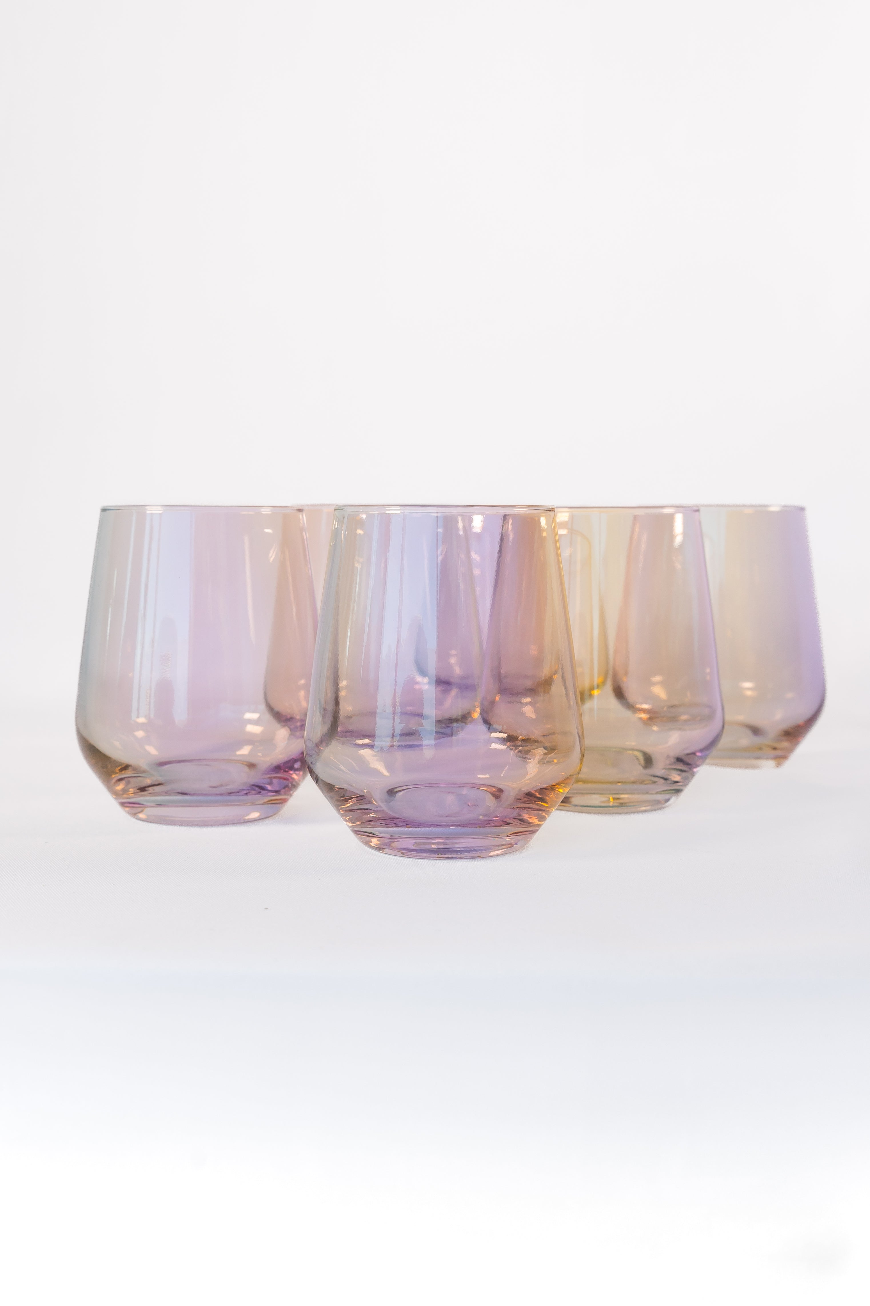 Iridescent stemless wine glasses set of 2/4/6 Unique Cute Gift Idea - Set  of 2
