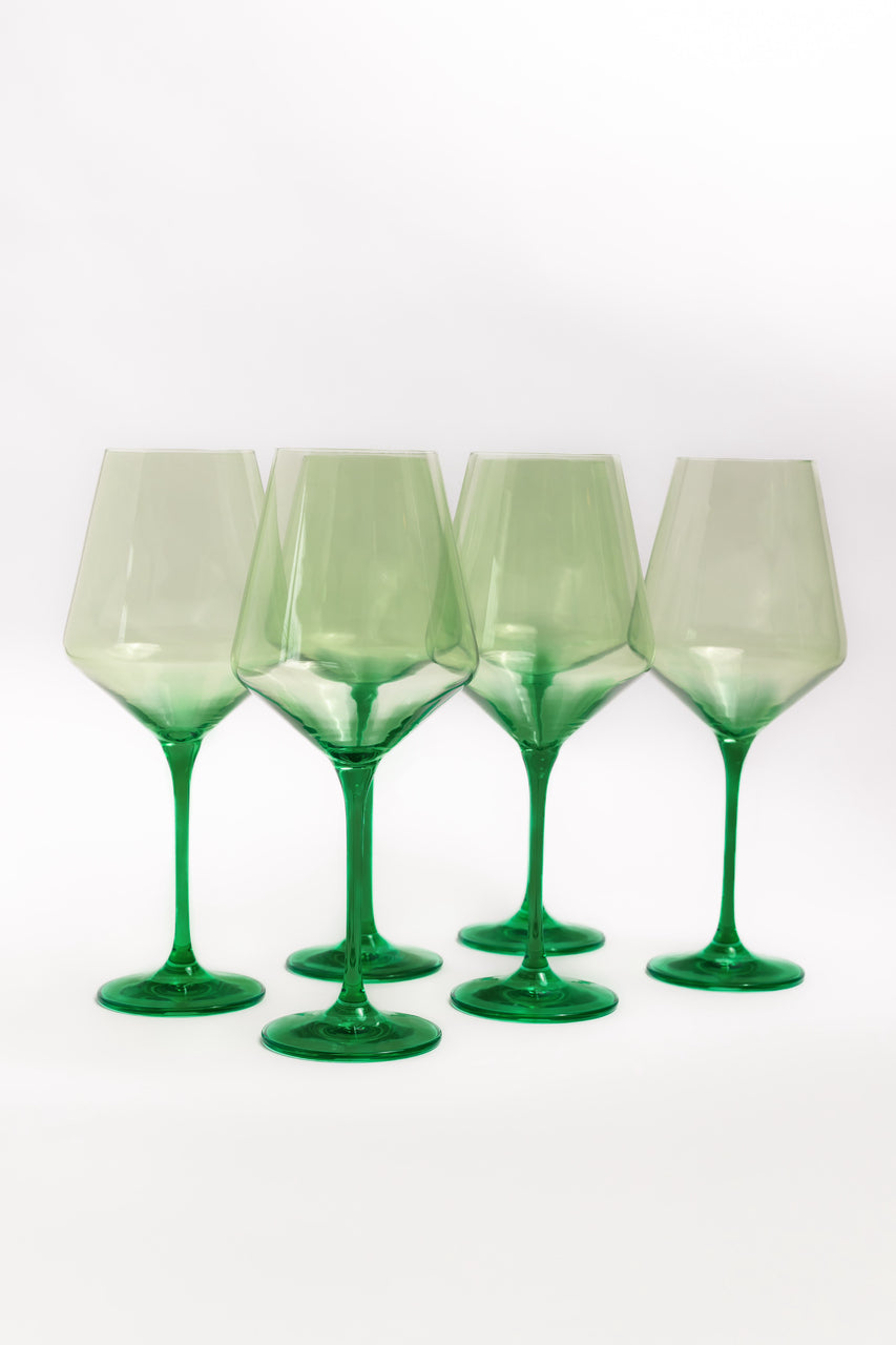 Estelle Colored Wine Stemware - Set of 6 {Colorblock: Mint + Emerald}