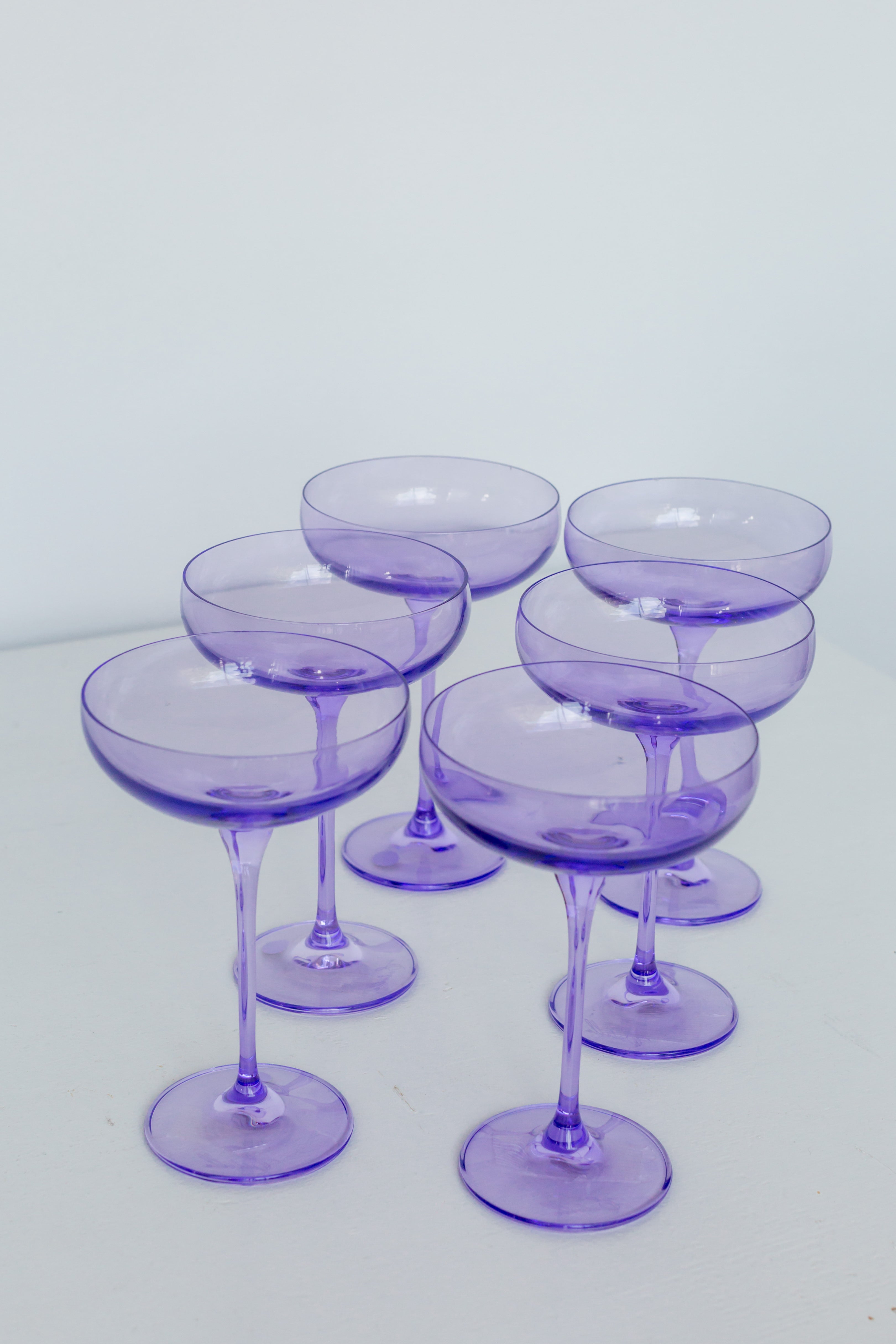 Lavender Champagne Coupes 12oz Set of 6 by The Wine Savant - Colored C