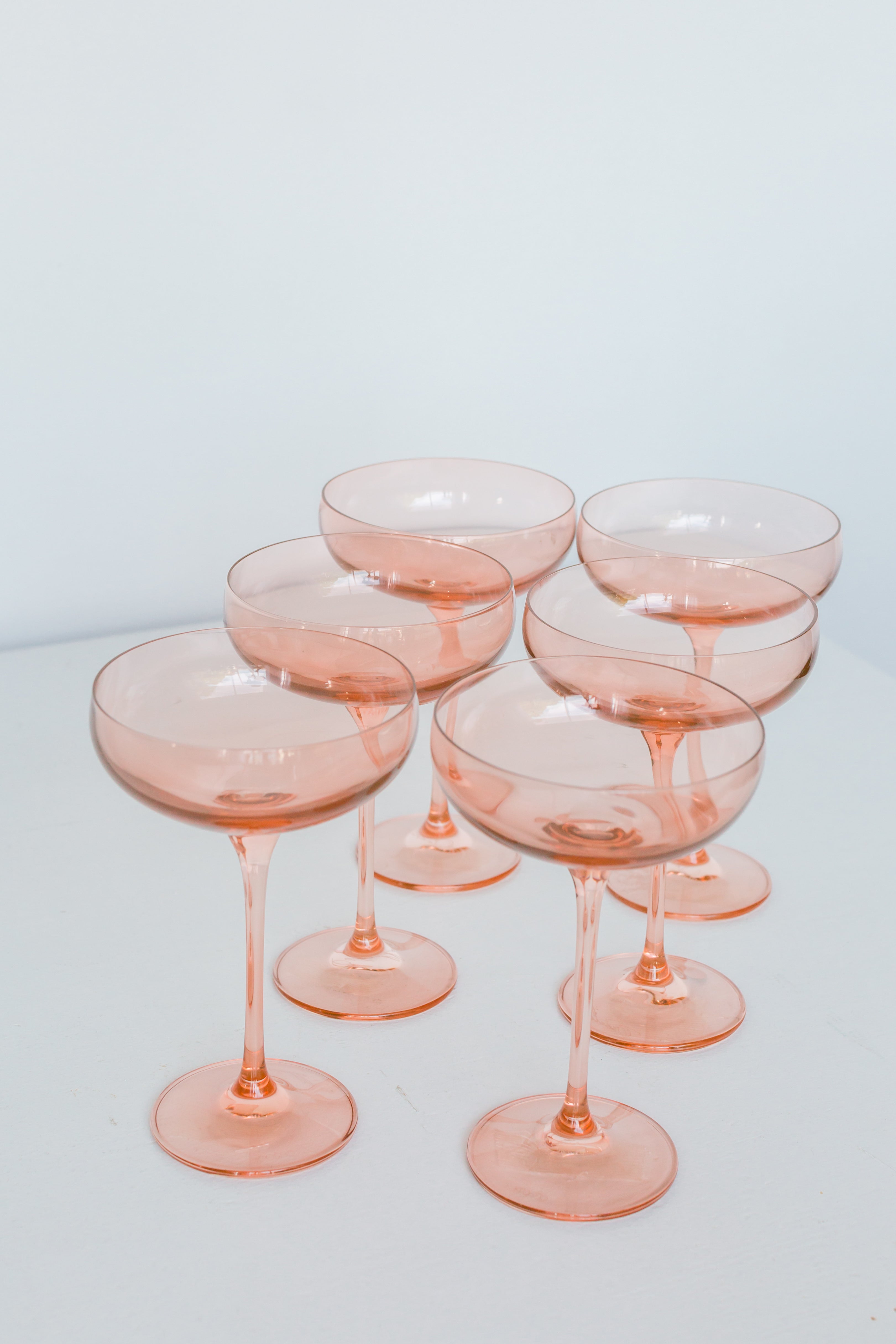 Estelle Colored Glass Champagne Coupes, Set of 6 - Blush Pink