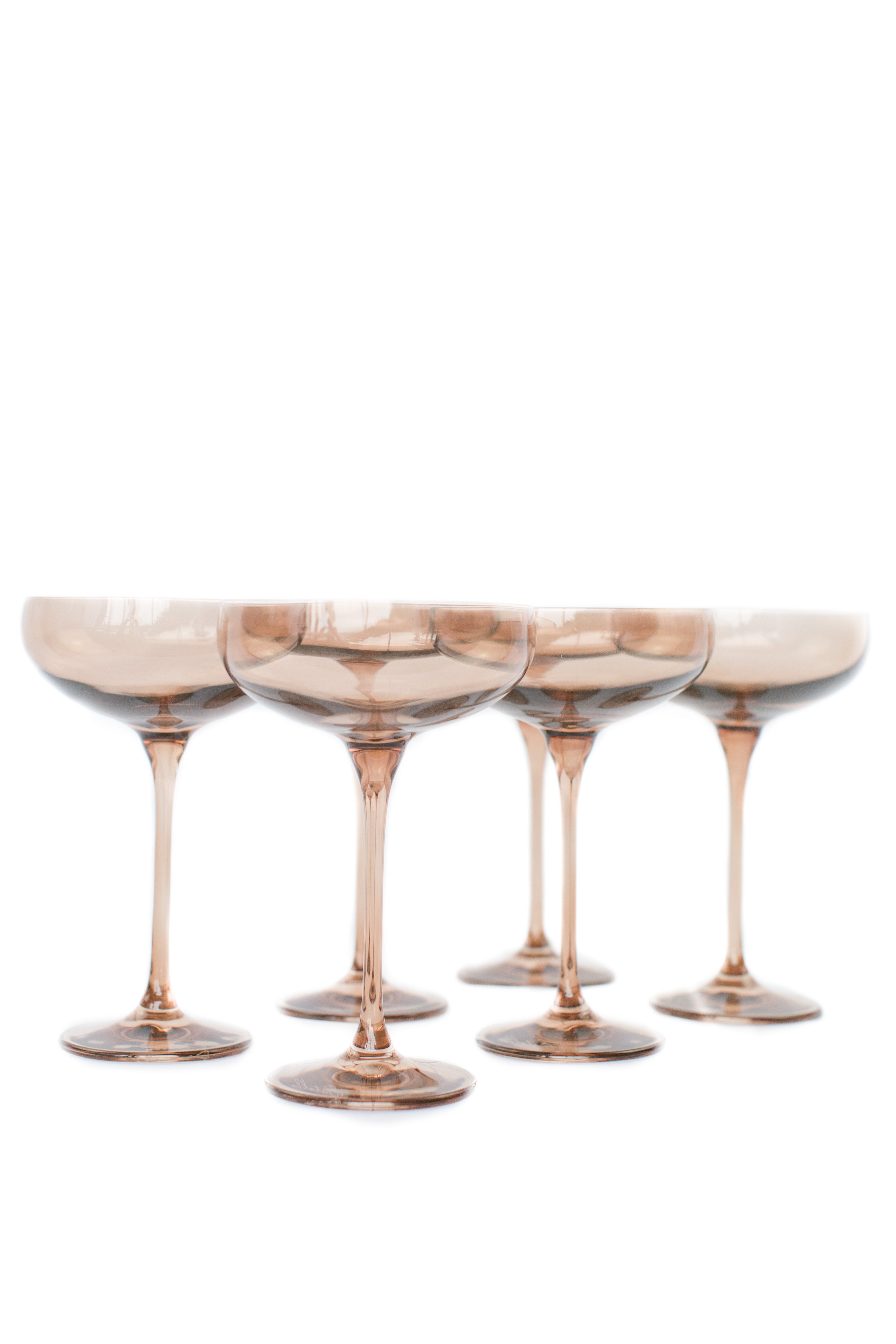 Estelle Colored Champagne Coupe Stemware - Set of 6 {Amber Smoke}