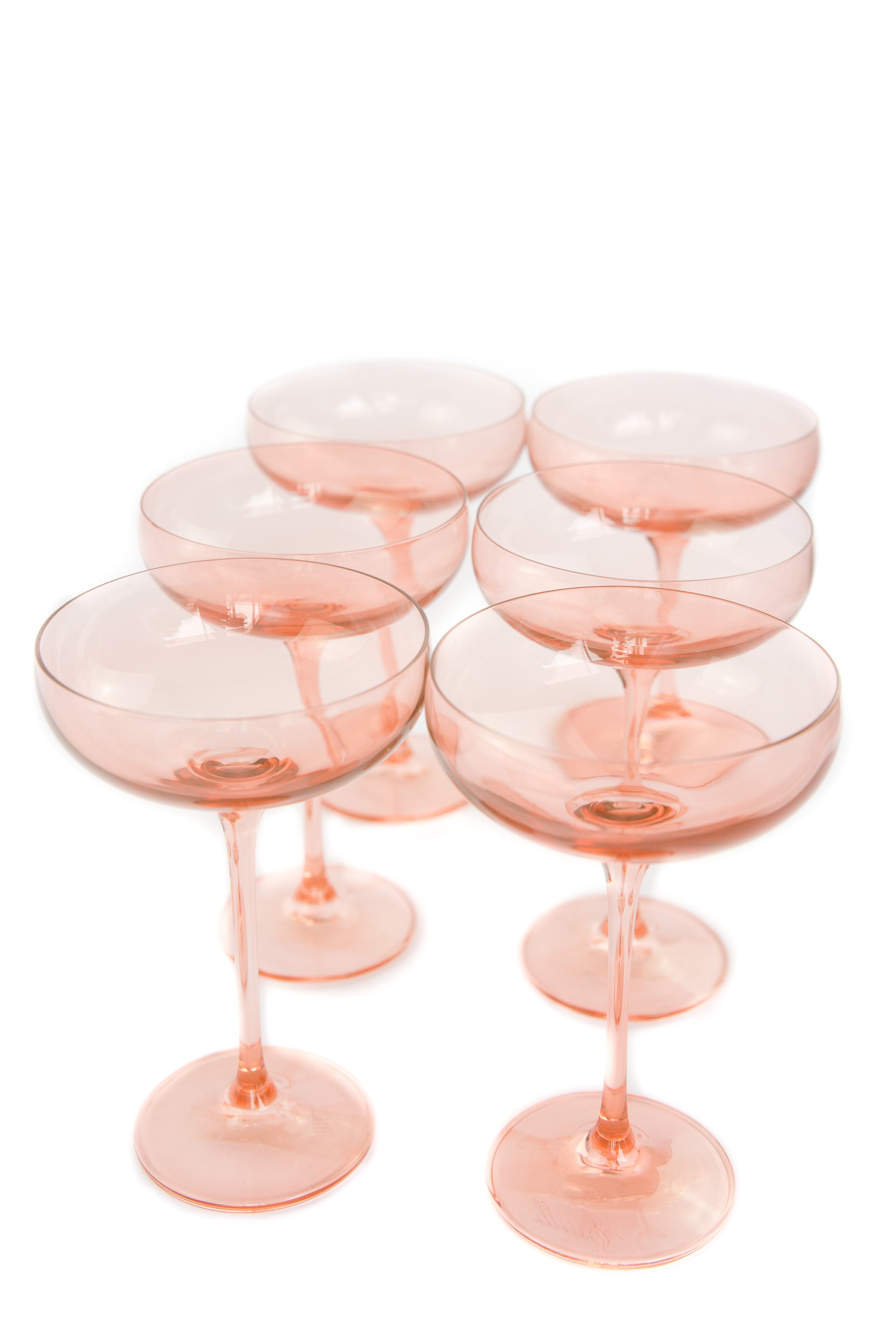 Estelle Colored Champagne Coupe Stemware - Set of 6 {Blush Pink}