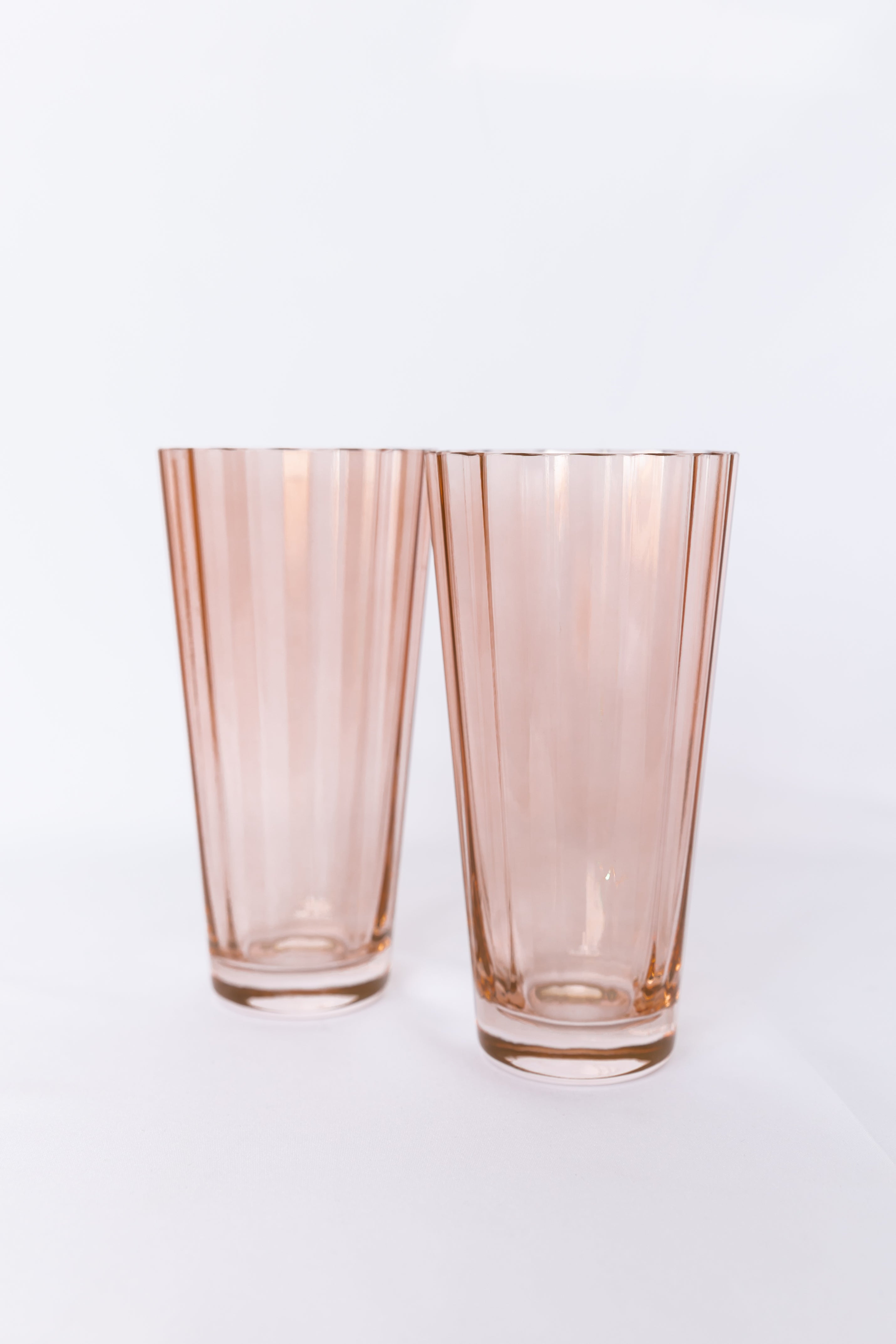 Estelle Colored Glass Sunday Highball Glasses, Set of 2 - Blush Pink