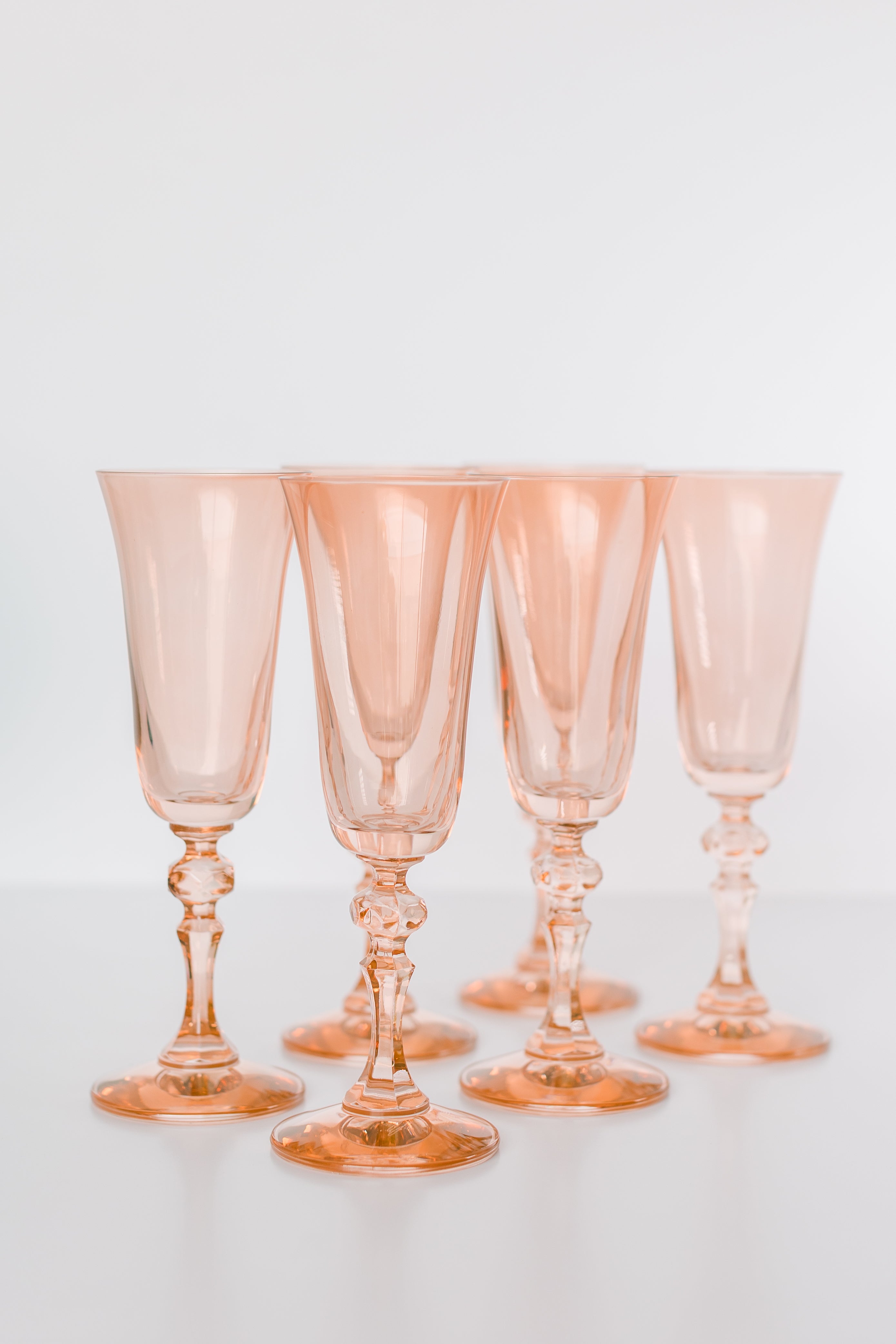 Estelle Colored Glass Champagne Flutes, Set of 6 - Blush Pink