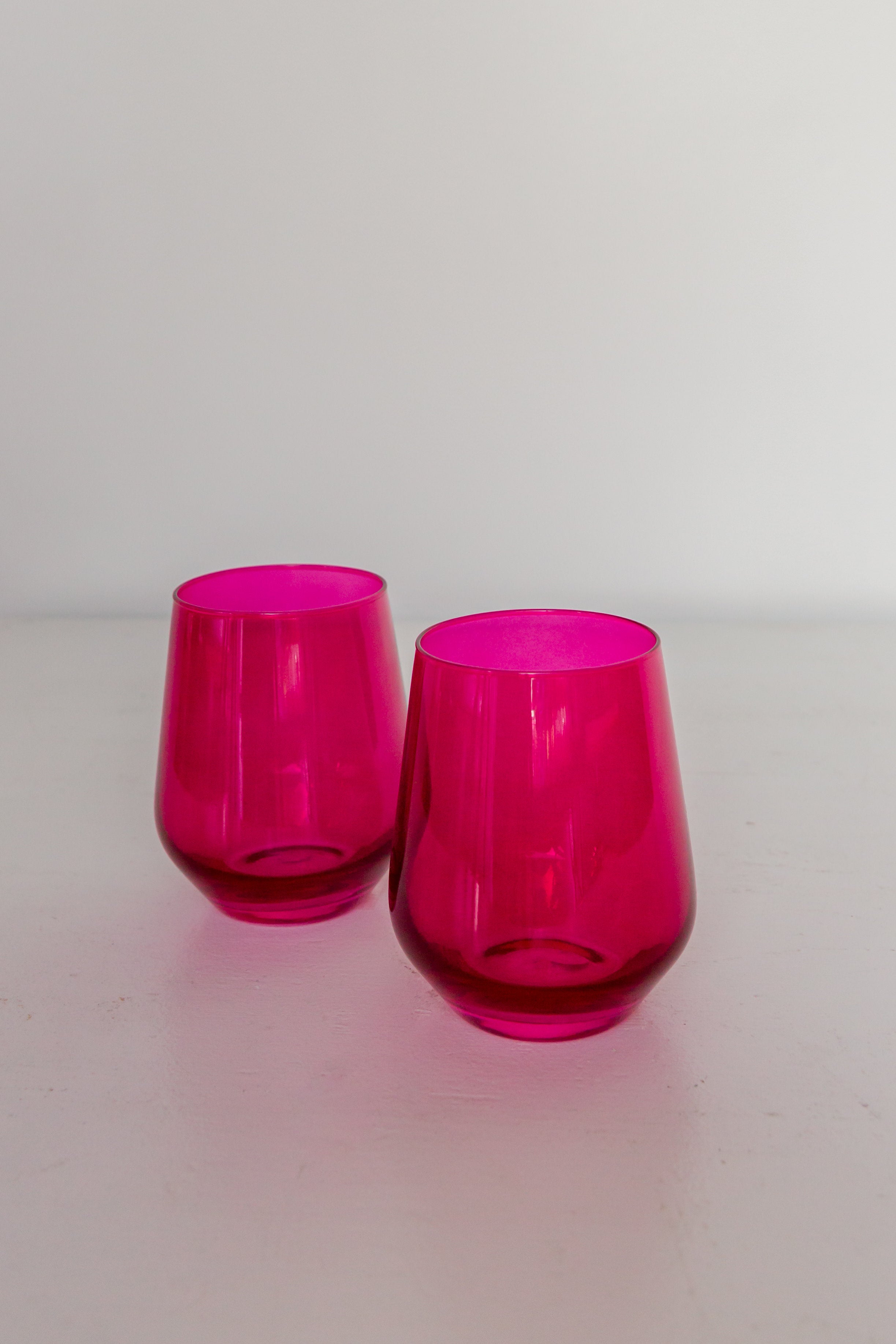 Coral & Fuchsia Colored Wine Glassware | Set of 2 | Large 16 oz Stemless  Glasses, Coral Peach Pink I…See more Coral & Fuchsia Colored Wine Glassware  