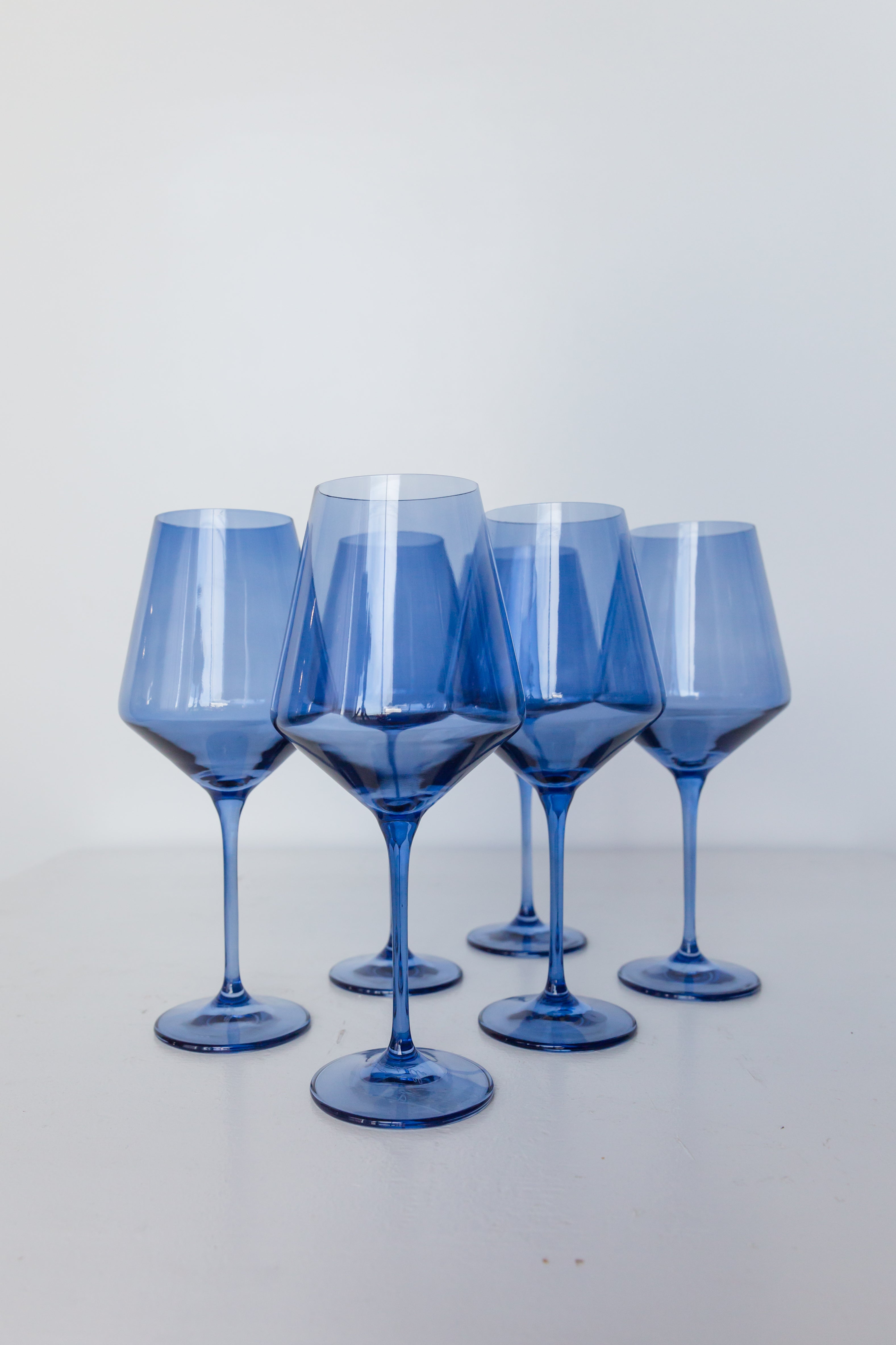 Estelle Colored Glass - Stemware Wine Glasses - Set of 6 Cobalt Blue