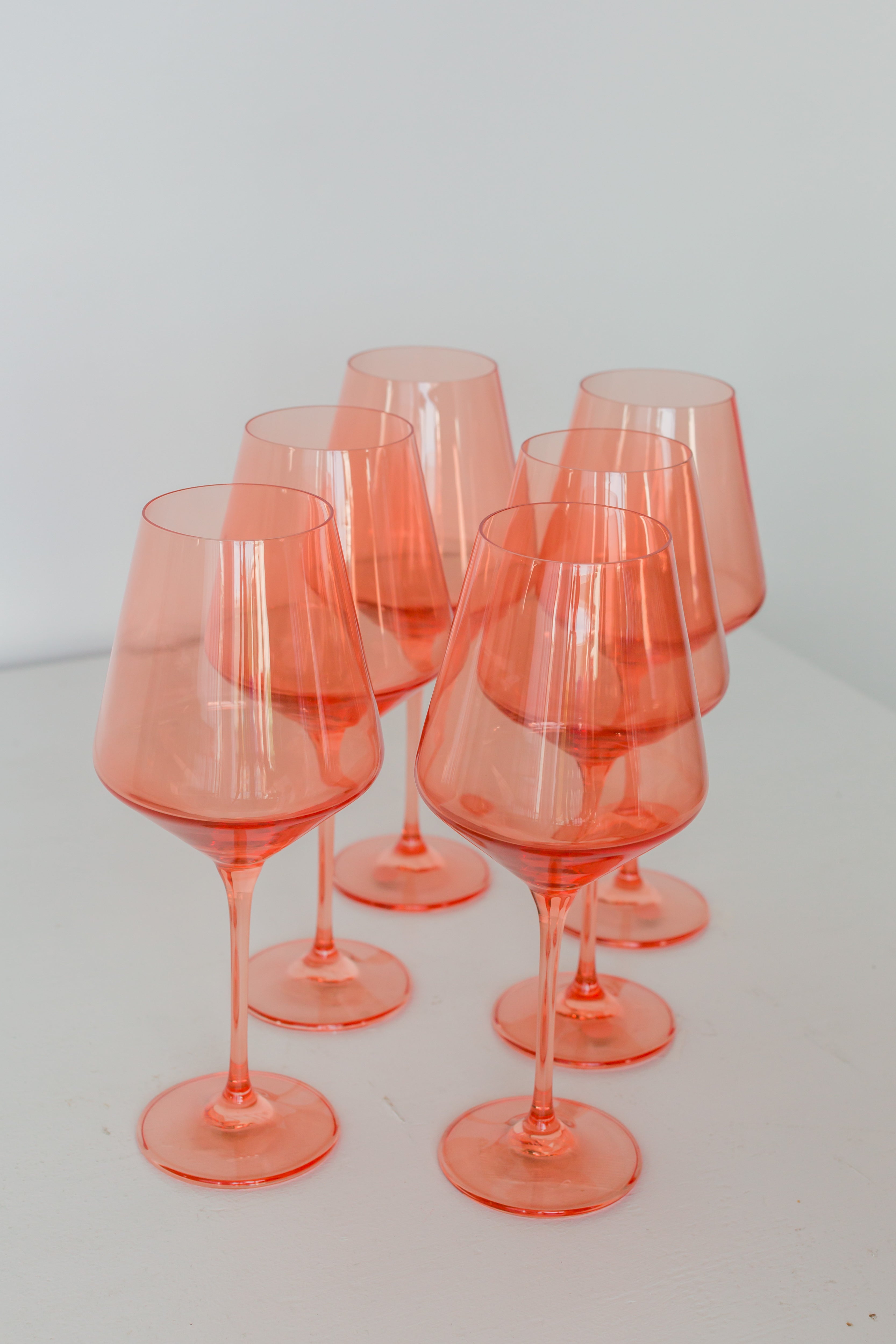 Estelle Colored Wine Stemware - Set of 6 {Coral Peach Pink}