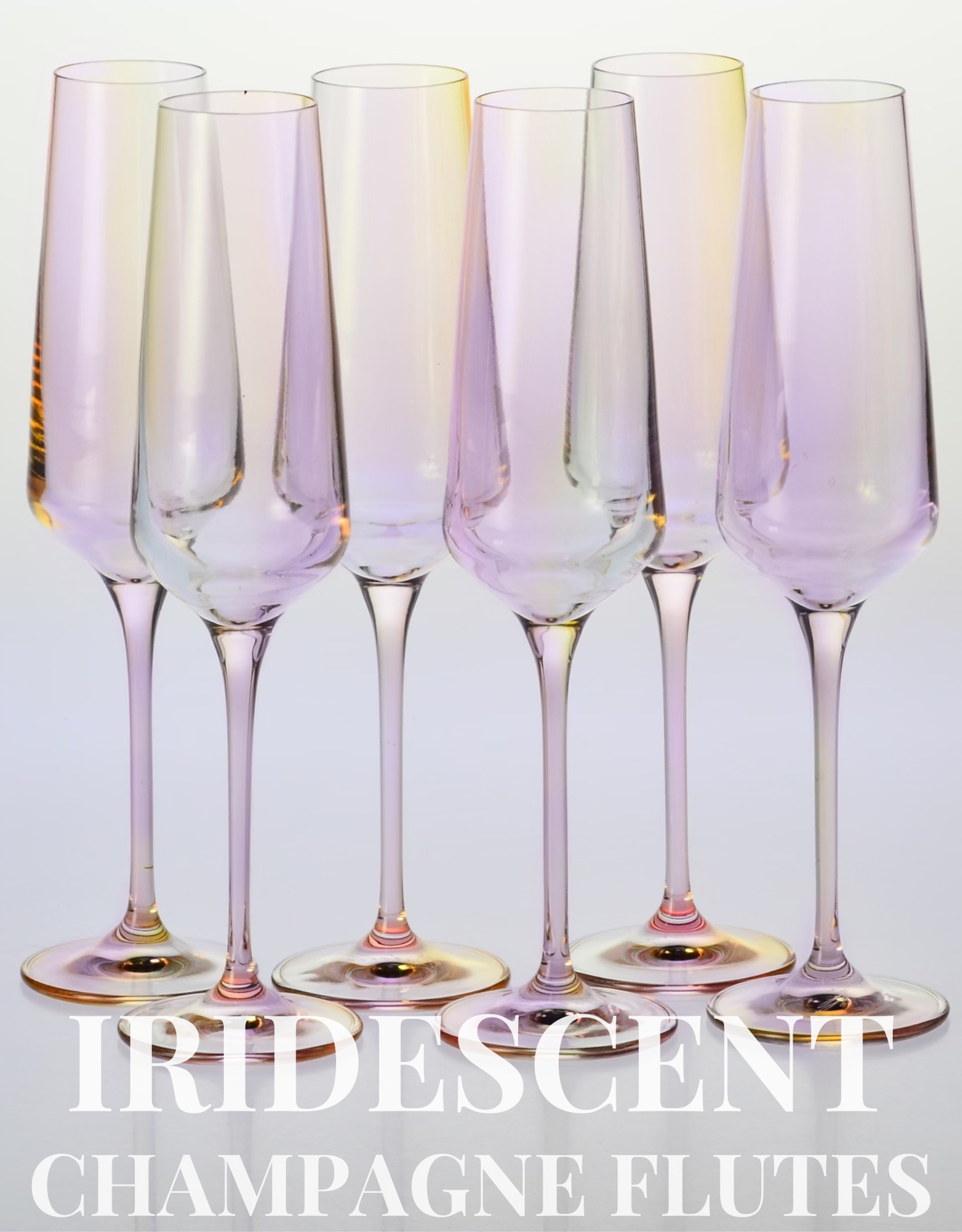 New Iridescent Champagne Flutes + 1 Day Left of Sale