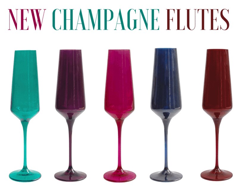 New Arrivals Jewel Toned Champagne Flutes Estelle Colored Glass