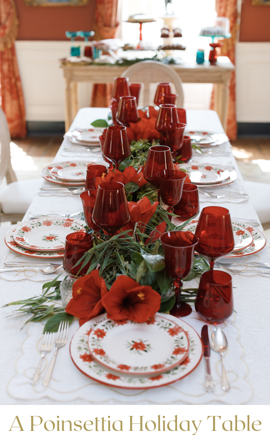 Red Poinsettias Tablescape + Holiday Treats
