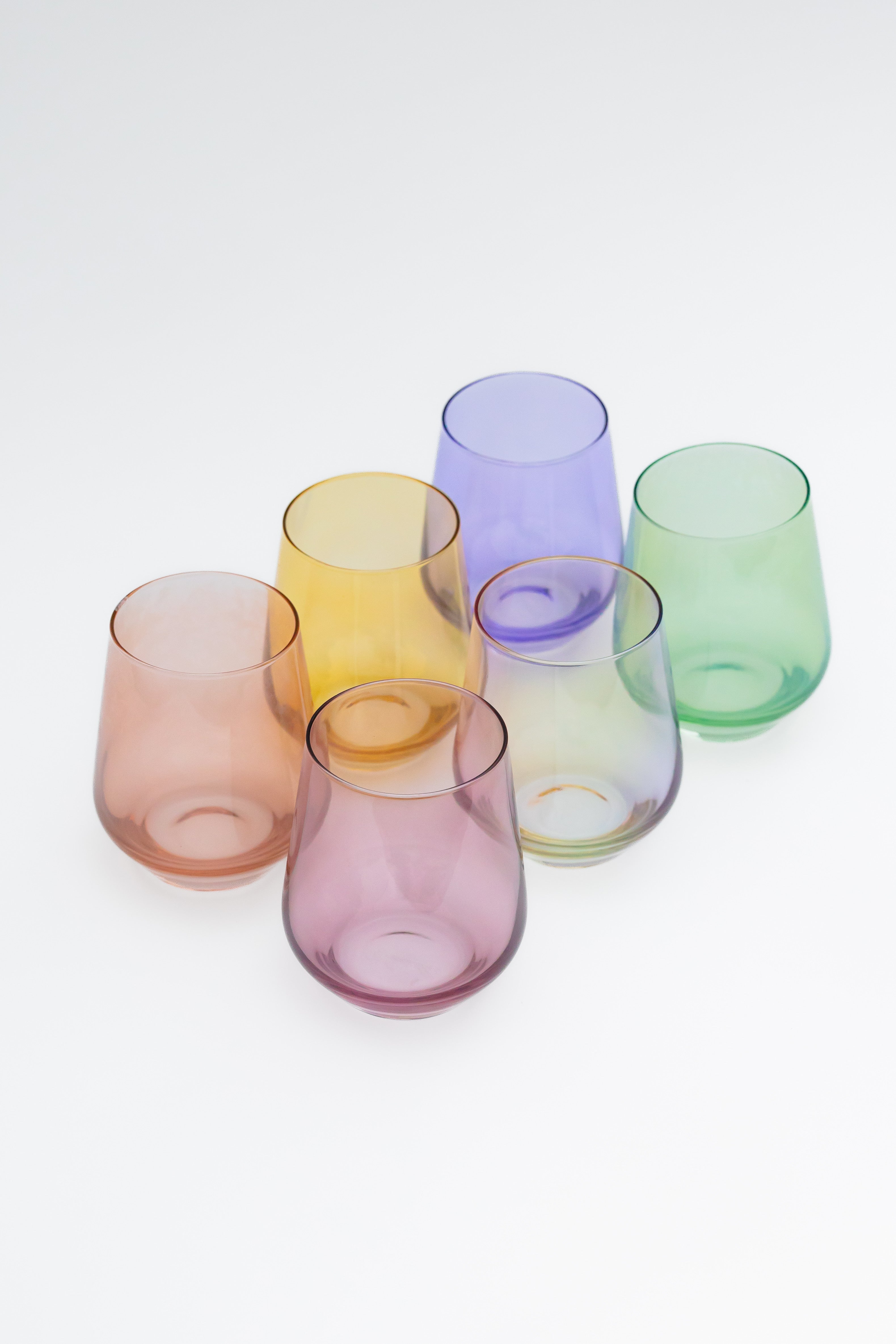 Estelle Colored Wine Stemless Set of 6 (Blooms Mixed Set)