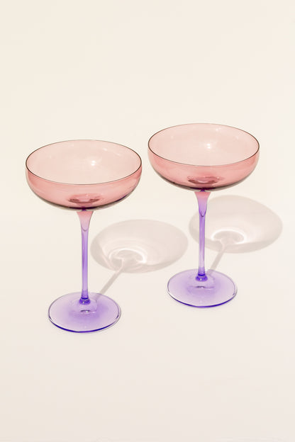 Estelle Colored Champagne Coupe - Set of 2 {Colorblock: Rose + Lavender}