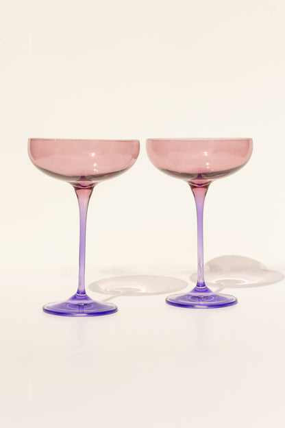 Estelle Colored Champagne Coupe - Set of 6 {Colorblock: Rose + Lavender}