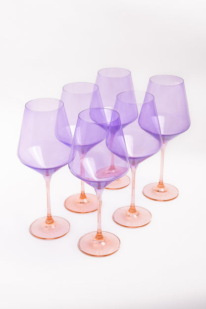 Estelle Colored Wine Stemware - Set of 6 {Colorblock: Lavender + Blush}