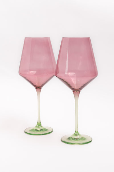 Estelle Colored Wine Stemware - Set of 2 {Colorblock: Rose + Mint