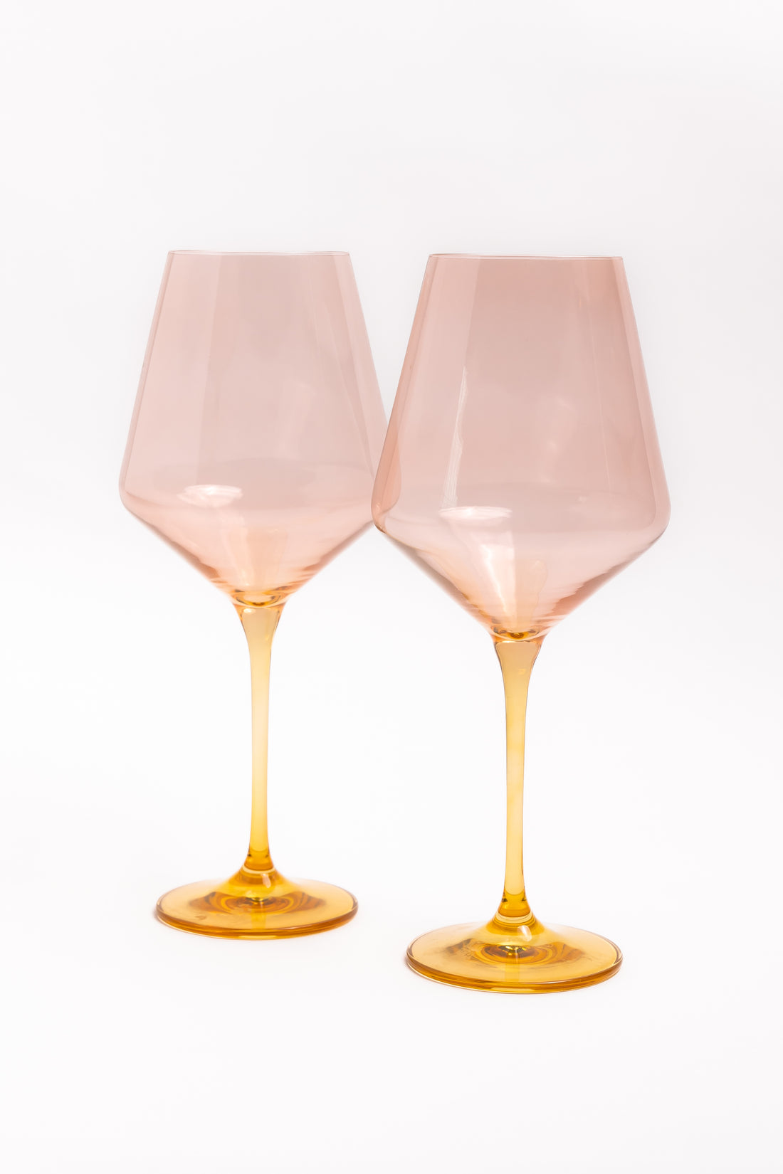 Estelle Colored Wine Stemware - Set of 2 {Colorblock: Blush + Yellow}