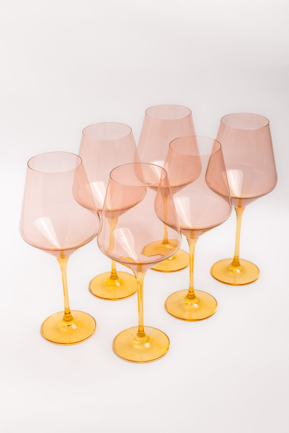 Estelle Colored Wine Stemware - Set of 6 {Colorblock: Blush + Yellow}