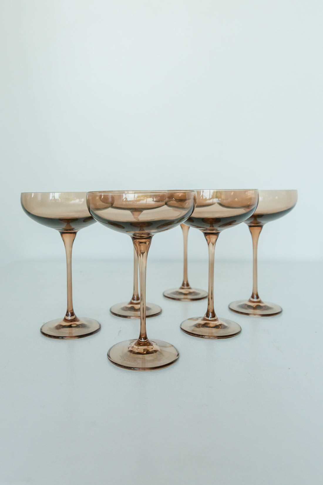 Estelle Colored Champagne Coupe Stemware - Set of 6 {Mocha Mousse (Our Amber Smoke)}