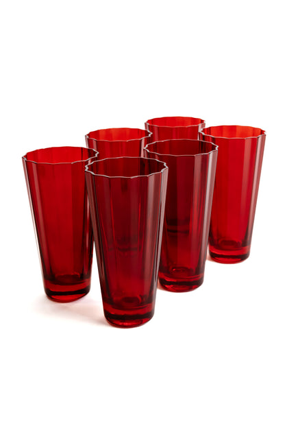 Estelle Colored Sunday High Balls - Set of 6 {Red}