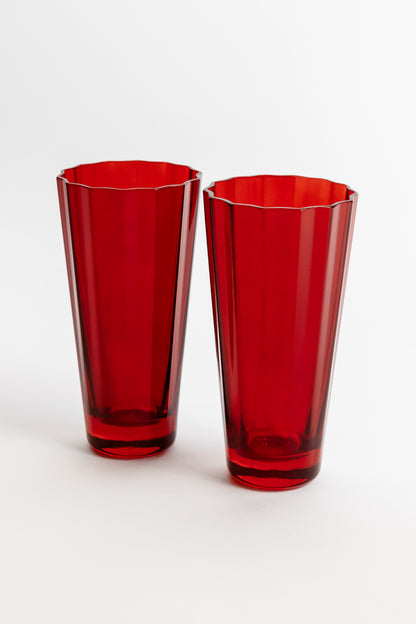 Estelle Colored Sunday High Balls - Set of 2 {Red)