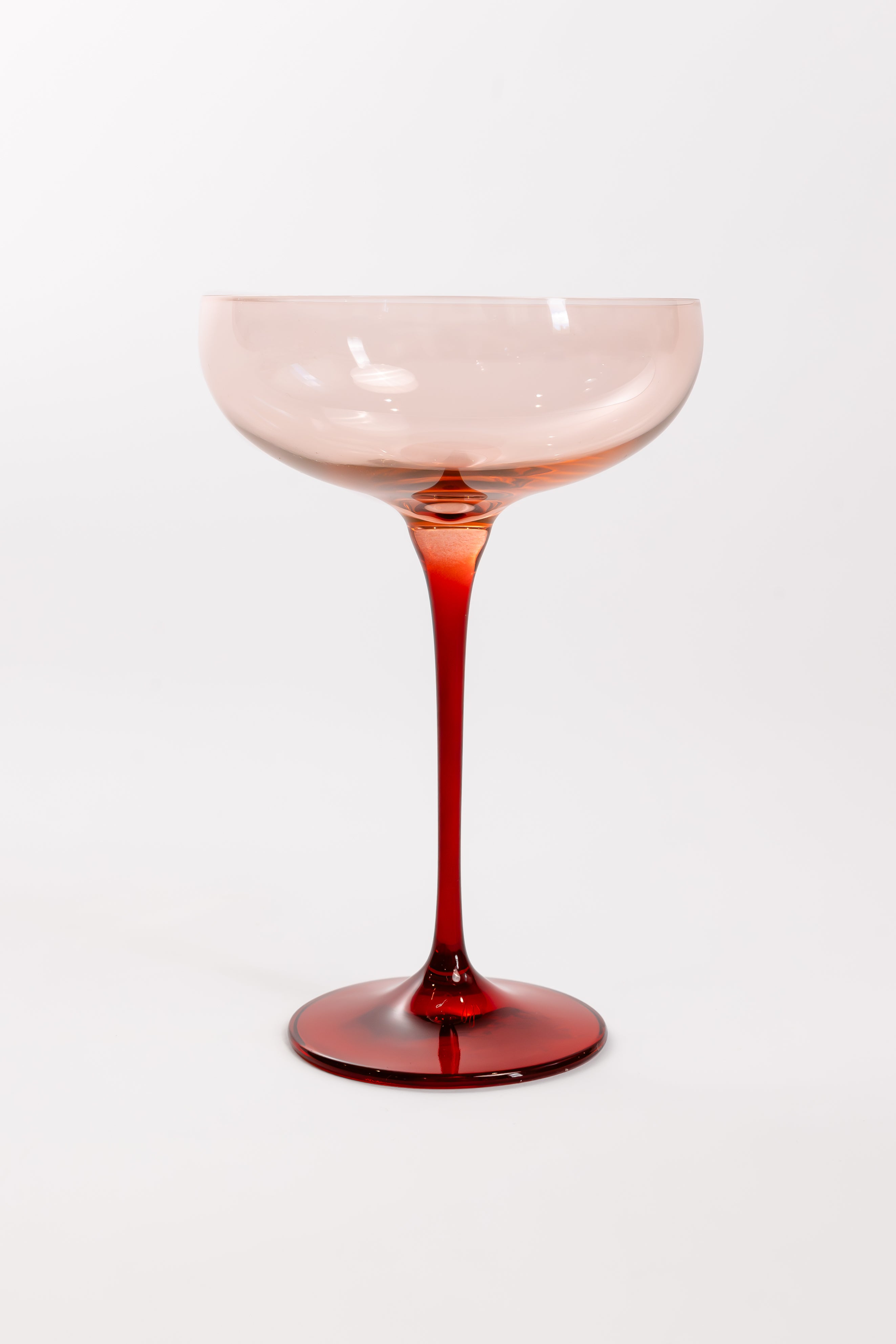 Estelle Colored Champagne Coupe - Set of 6 {Colorblock: Blush Pink + Red}