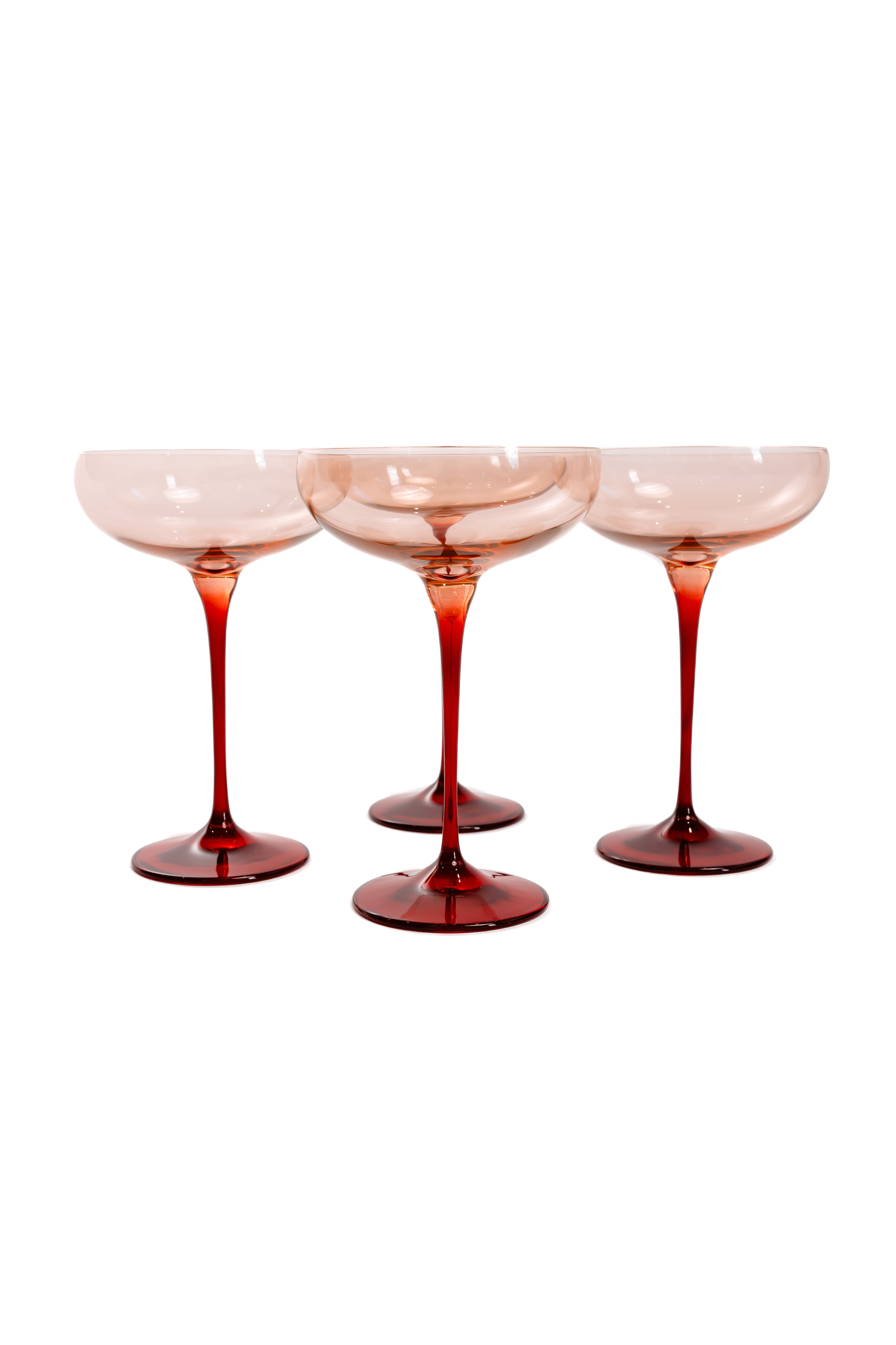 Estelle Colored Champagne Coupe - Set of 6 {Colorblock: Blush Pink + Red}