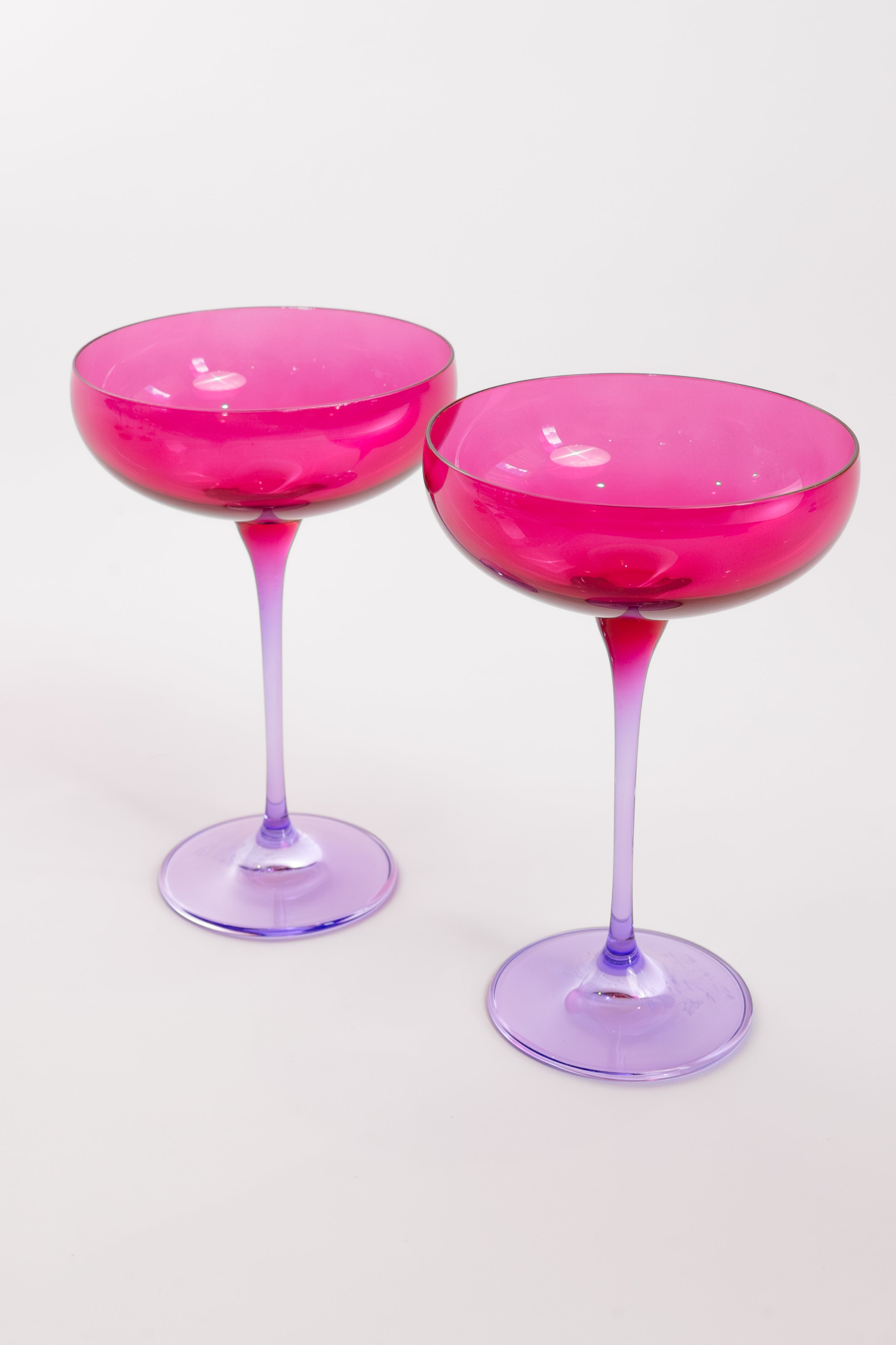 Estelle Colored Champagne Coupe - Set of 2 {Colorblock: Fuchsia + Lavender}