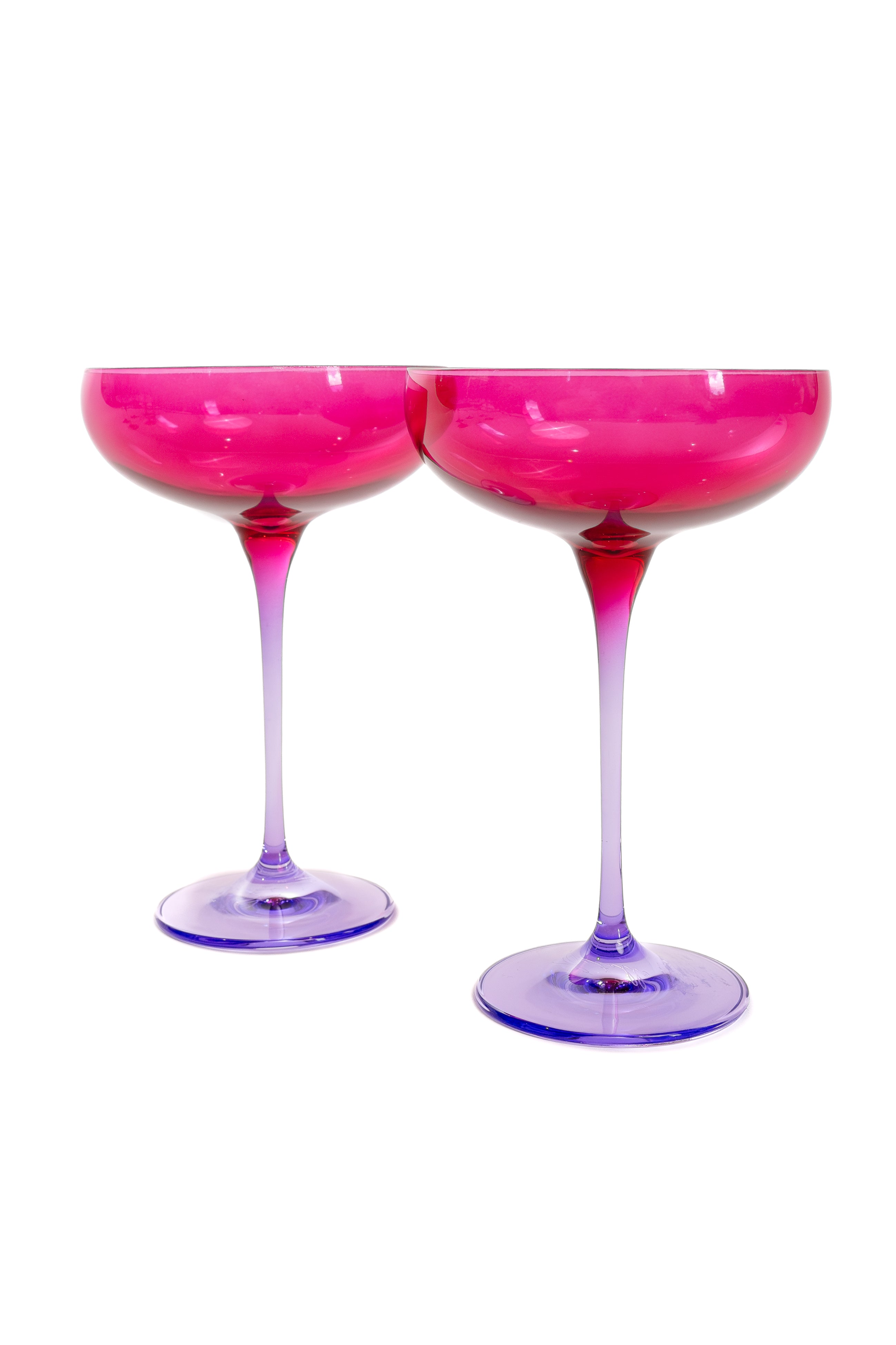 Estelle Colored Champagne Coupe - Set of 2 {Colorblock: Fuchsia + Lavender}