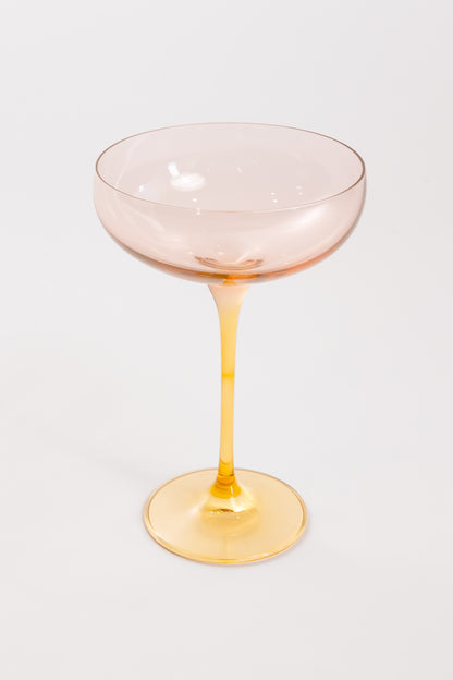 Estelle Colored Champagne Coupe - Set of 6 {Colorblock: Blush Pink + Yellow}