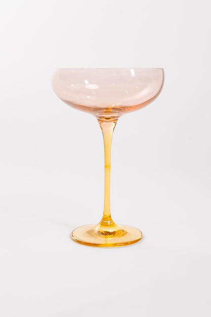 Estelle Colored Champagne Coupe - Set of 6 {Colorblock: Blush Pink + Yellow}