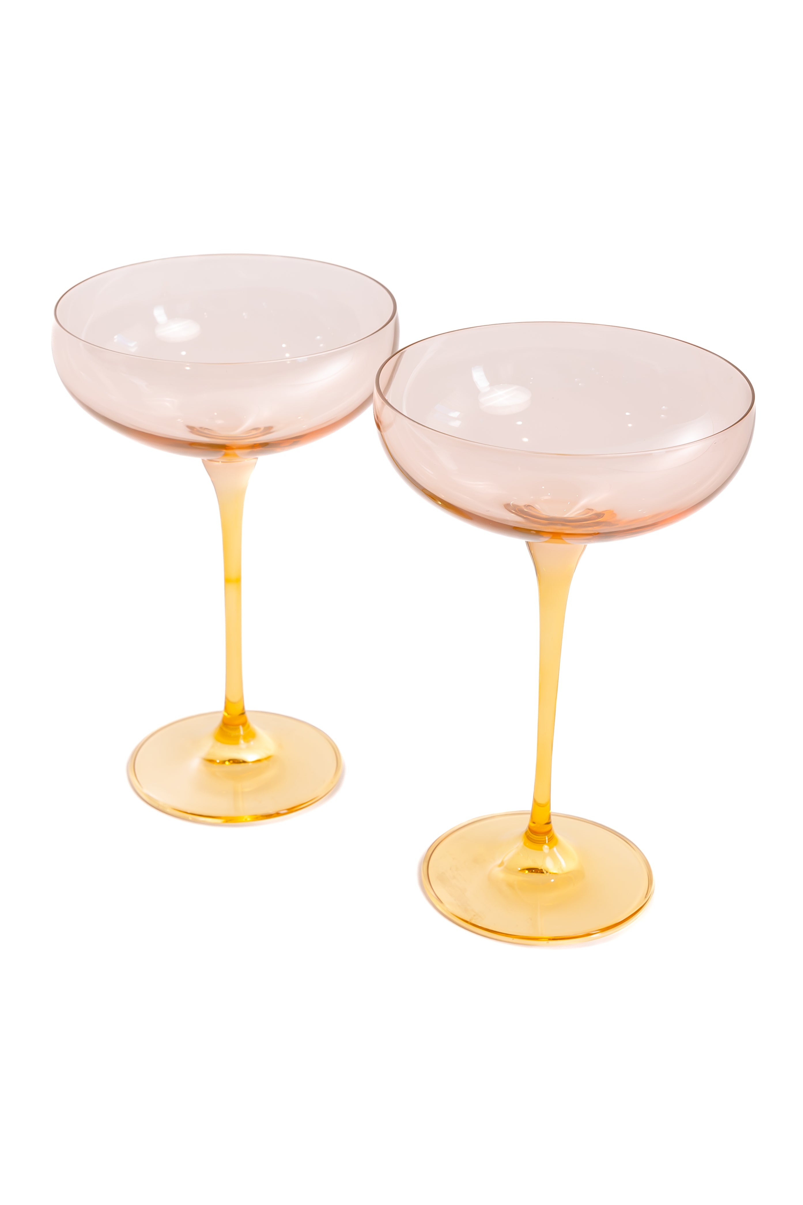 Estelle Colored Champagne Coupe - Set of 2 {Colorblock: Blush Pink + Yellow}