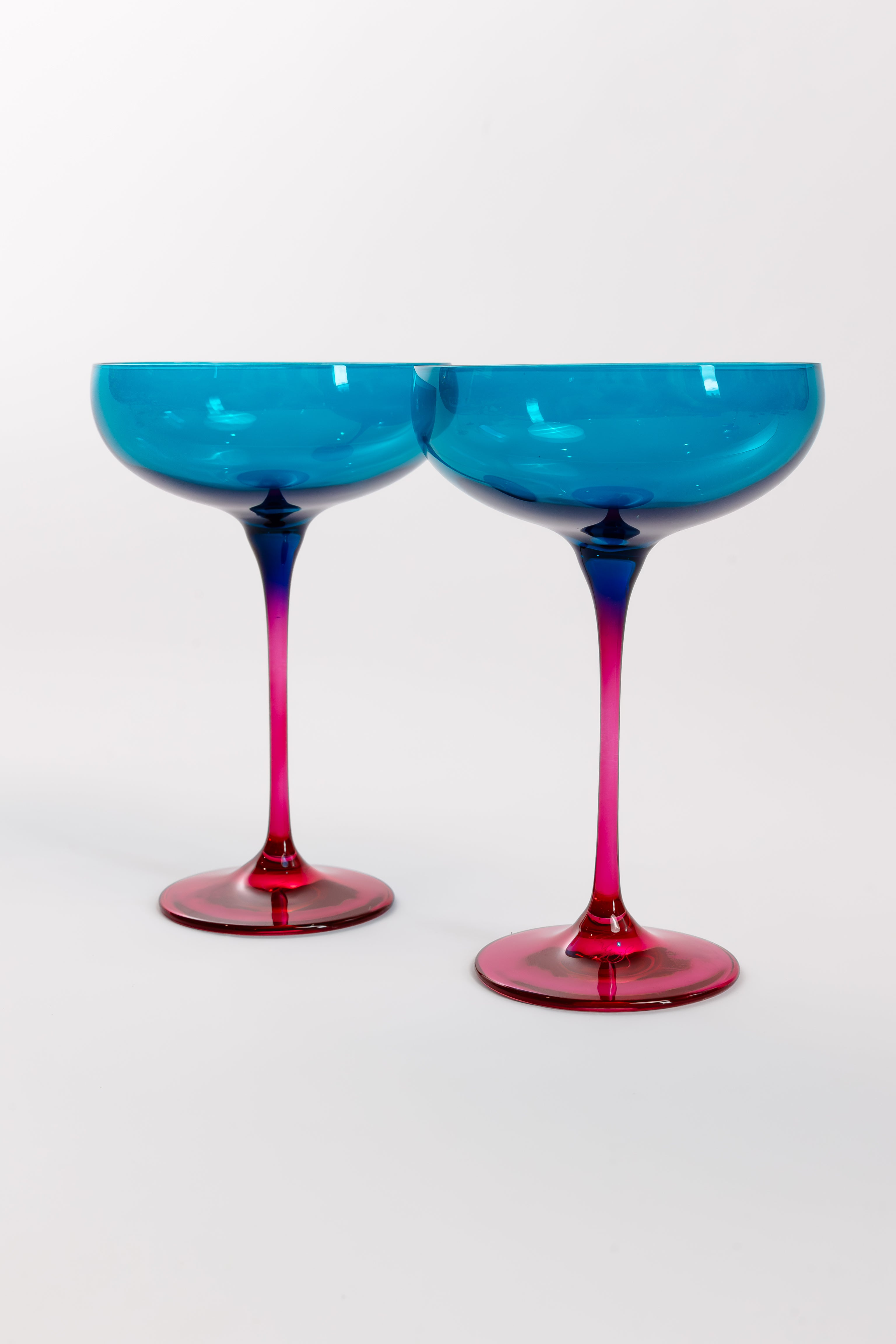 Estelle Colored Champagne Coupe - Set of 2 {Colorblock: Teal + Fuchsia ...