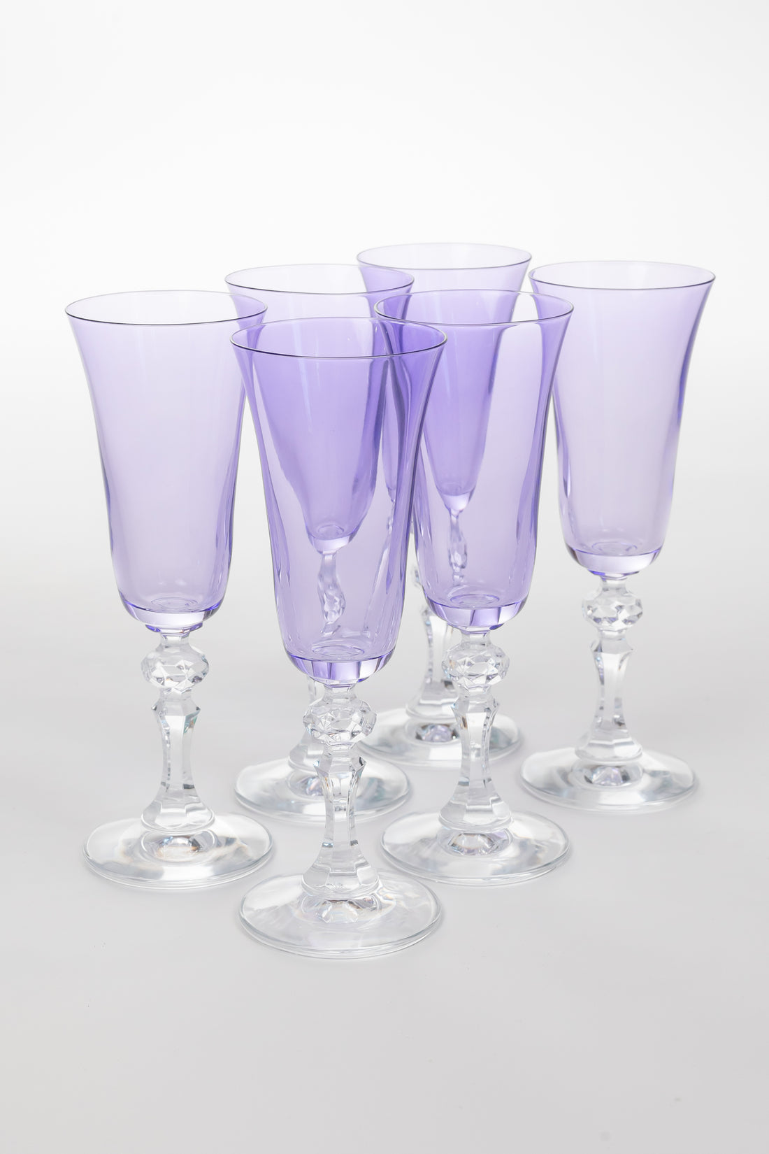 Estelle Colored Regal Flute With Clear Stem - Set of 6 {Lavender}