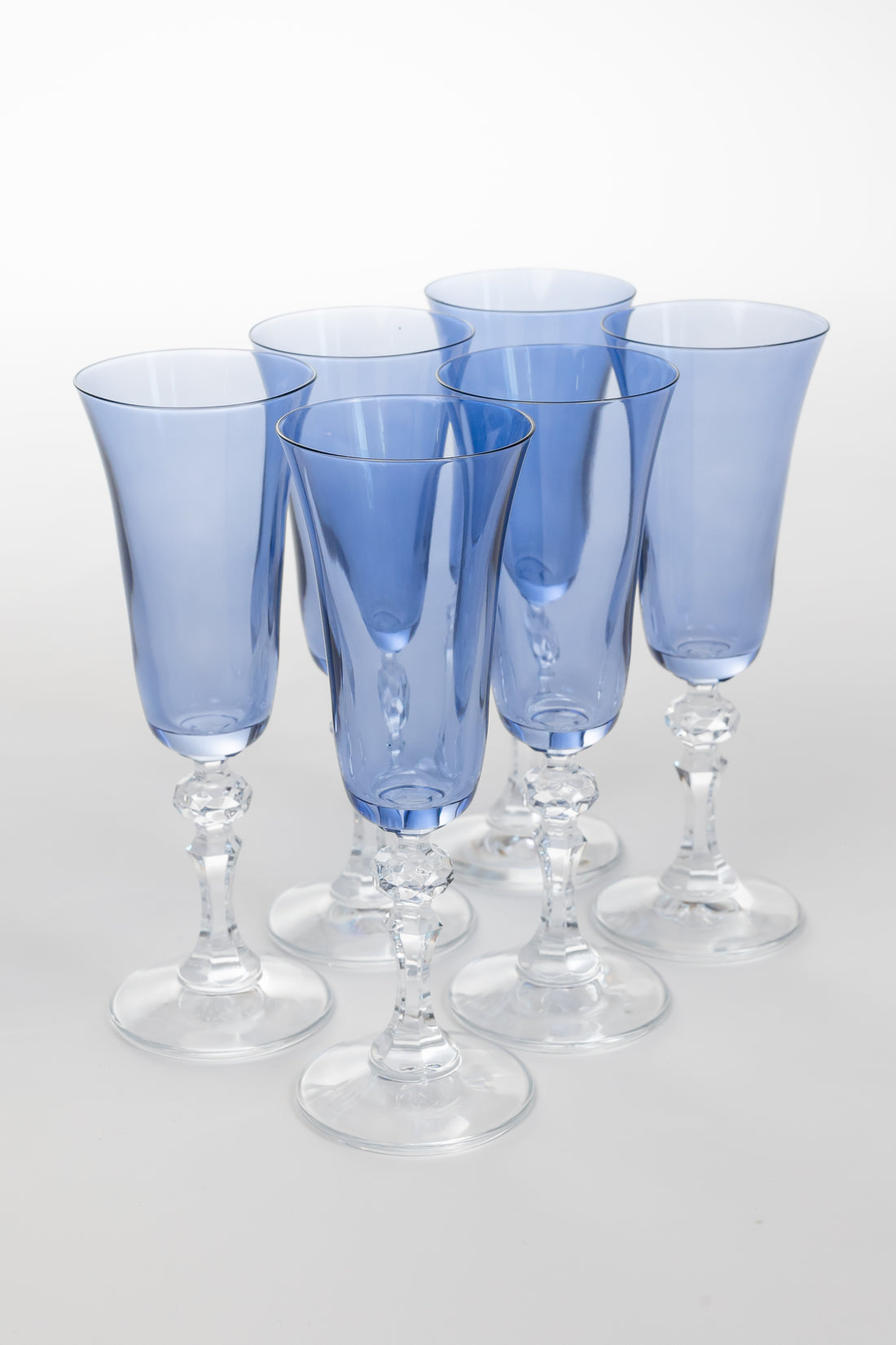 Estelle Colored Regal Flute With Clear Stem - Set of 6 {Cobalt Blue}