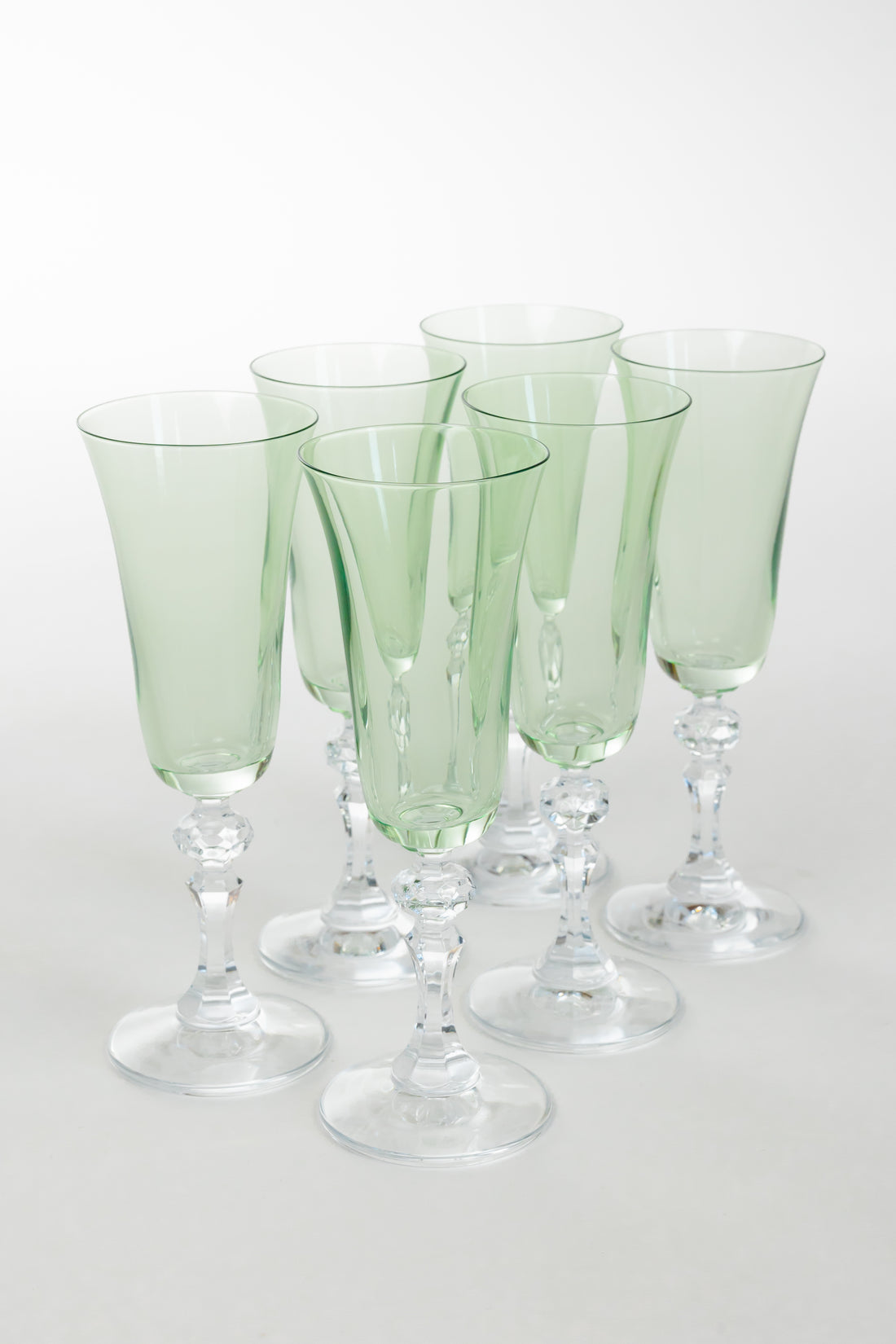 Estelle Colored Regal Flute With Clear Stem - Set of 6 {Mint Green}