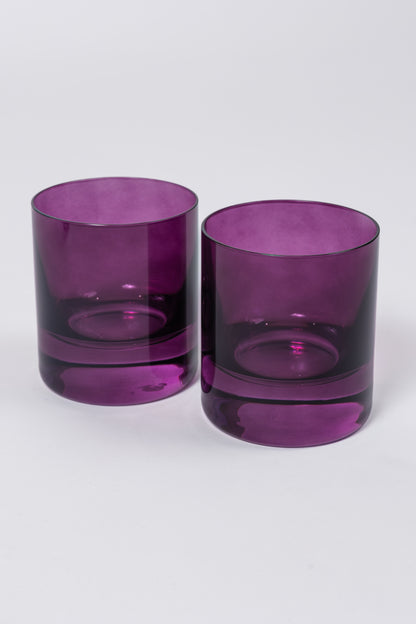 Estelle Colored Rocks Glass - Set of 2 {Amethyst}