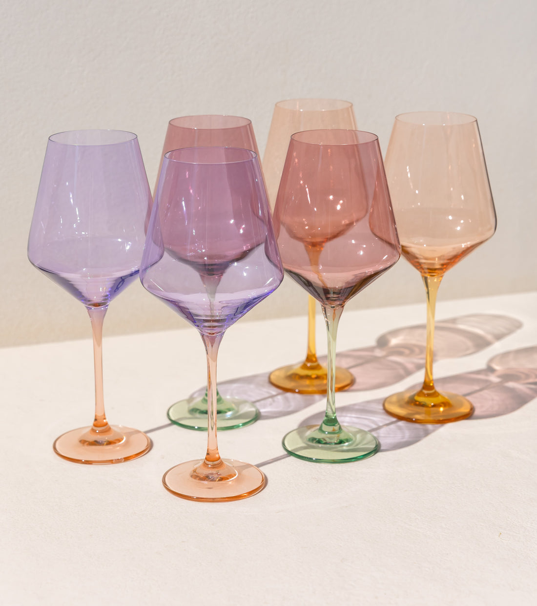 Estelle Colored Wine Stemware - Set of 6 {Colorblock Pastel Mixed Set}